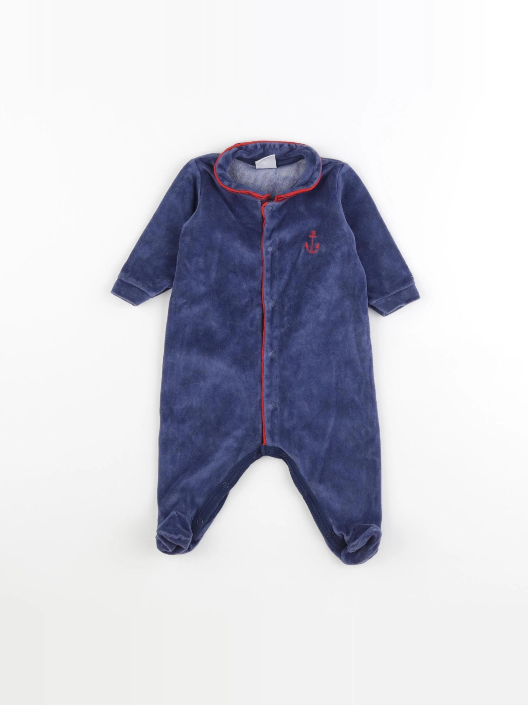 Petit Bateau - pyjama velours bleu - 3 mois