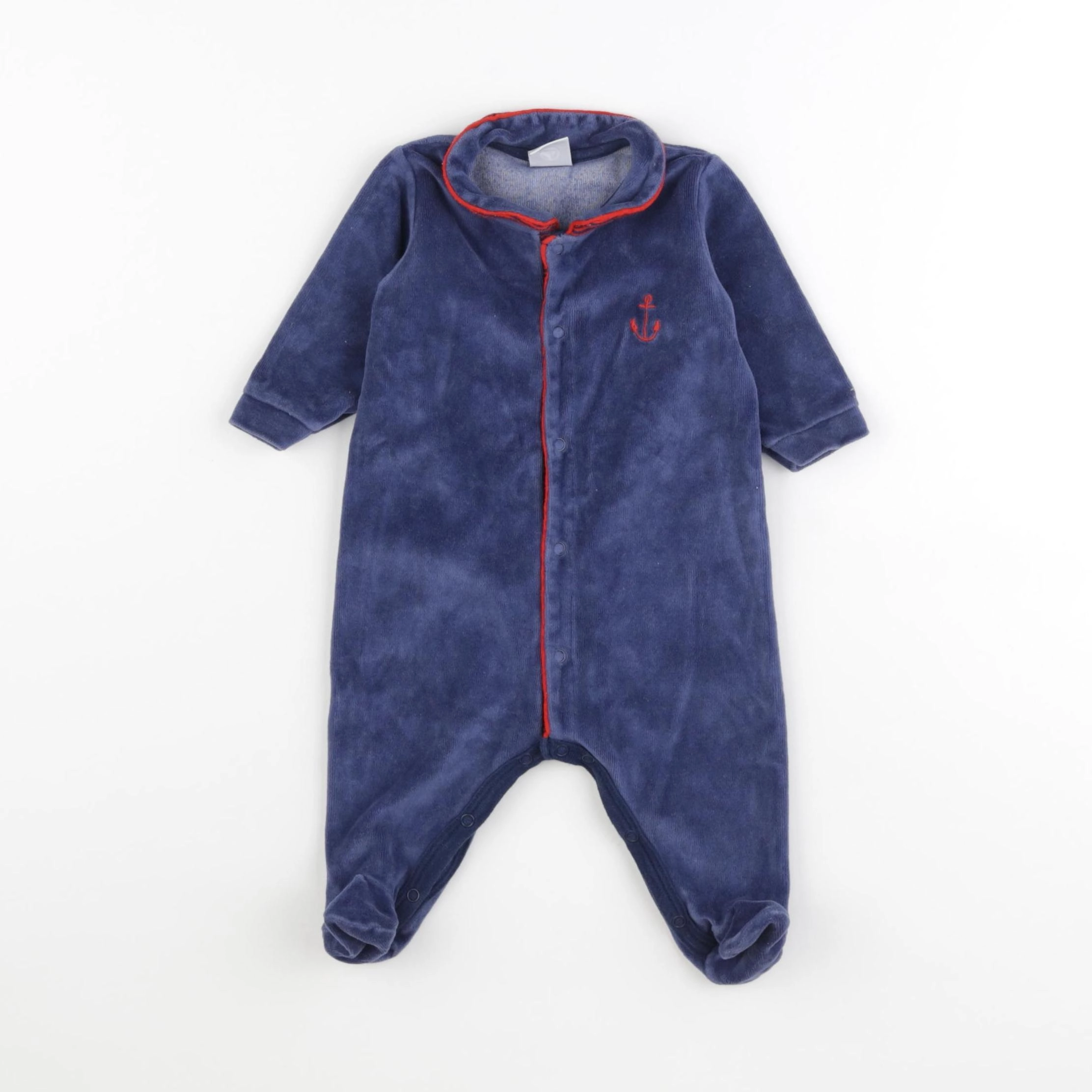 Petit Bateau - pyjama velours bleu - 3 mois