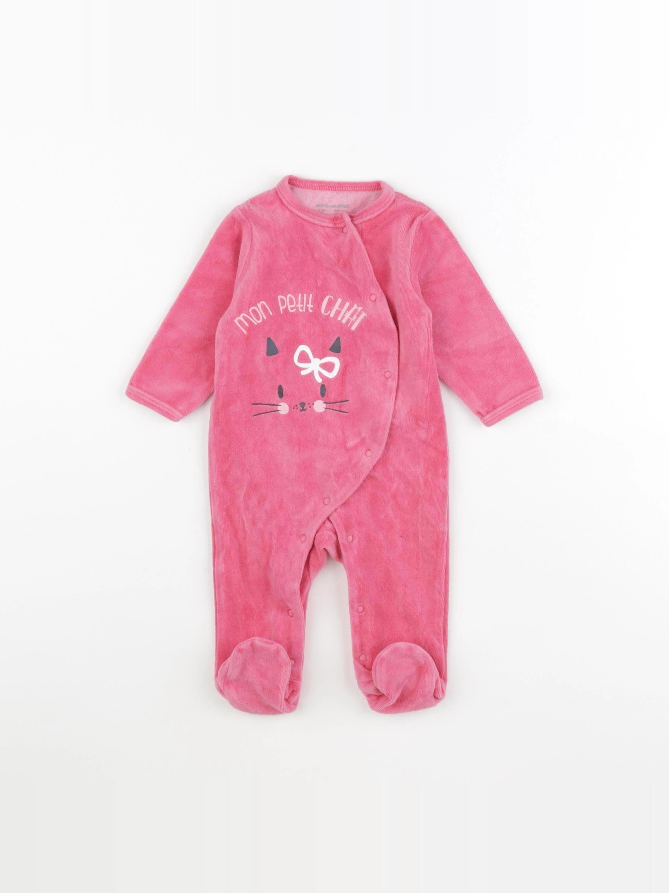 Vertbaudet - pyjama velours rose - 3 mois