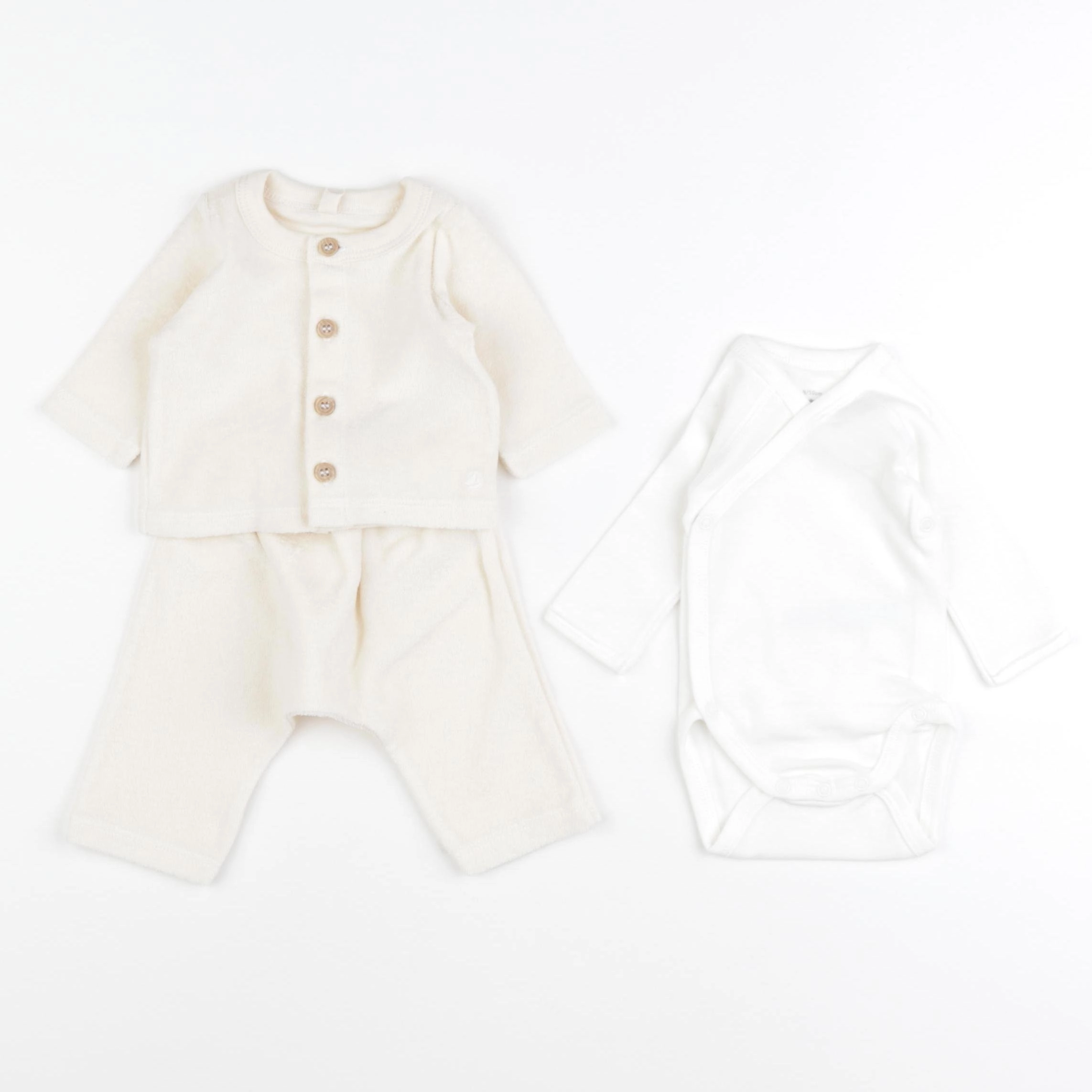 Petit Bateau - ensemble beige - 0 mois