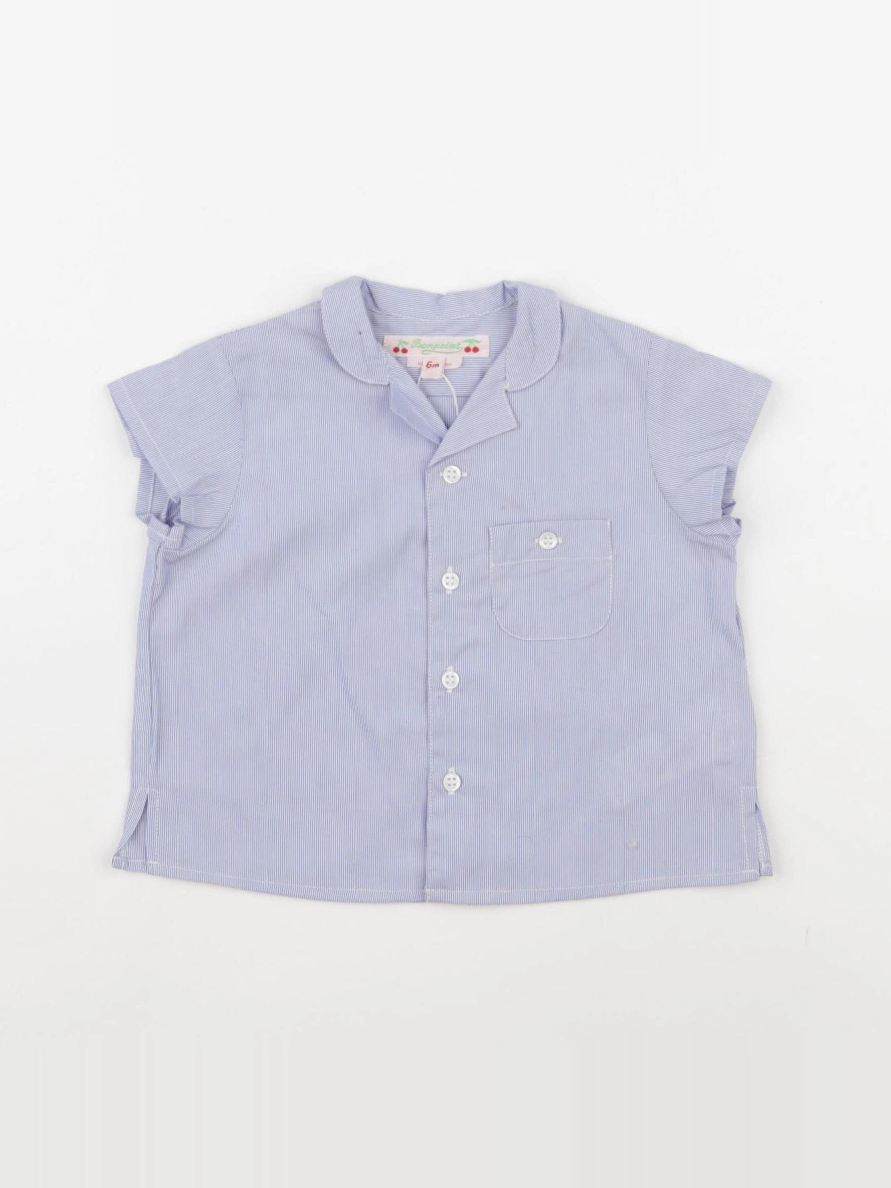 Bonpoint - blouse bleu, blanc - 6 mois