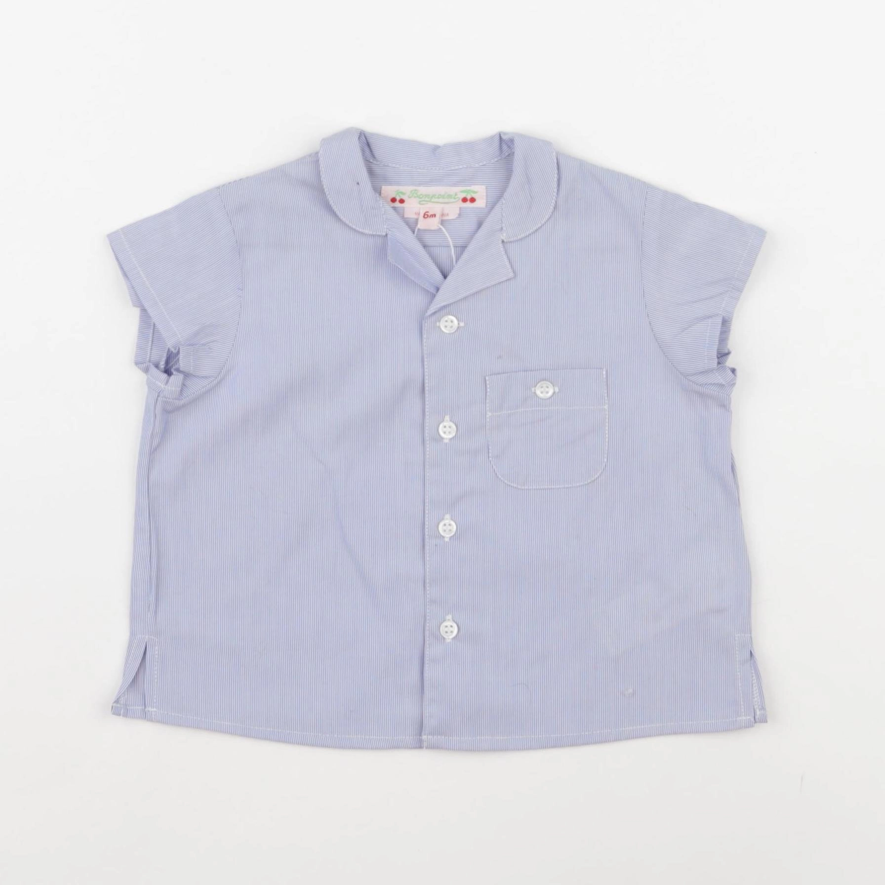 Bonpoint - blouse bleu, blanc - 6 mois