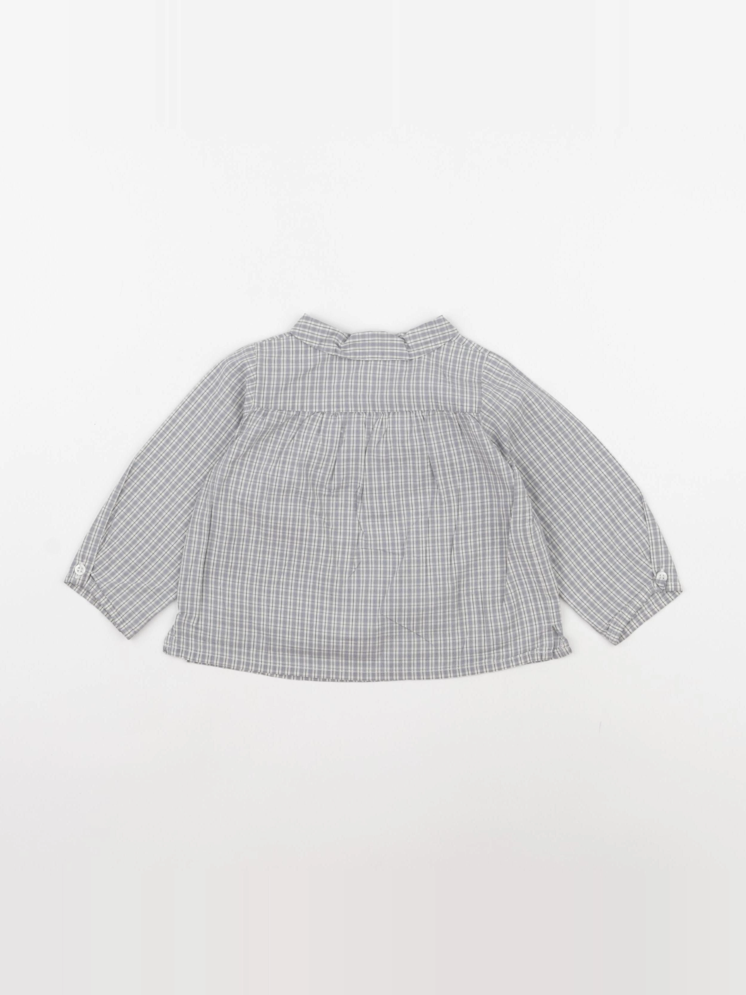 Bonpoint - blouse bleu, gris - 12 mois