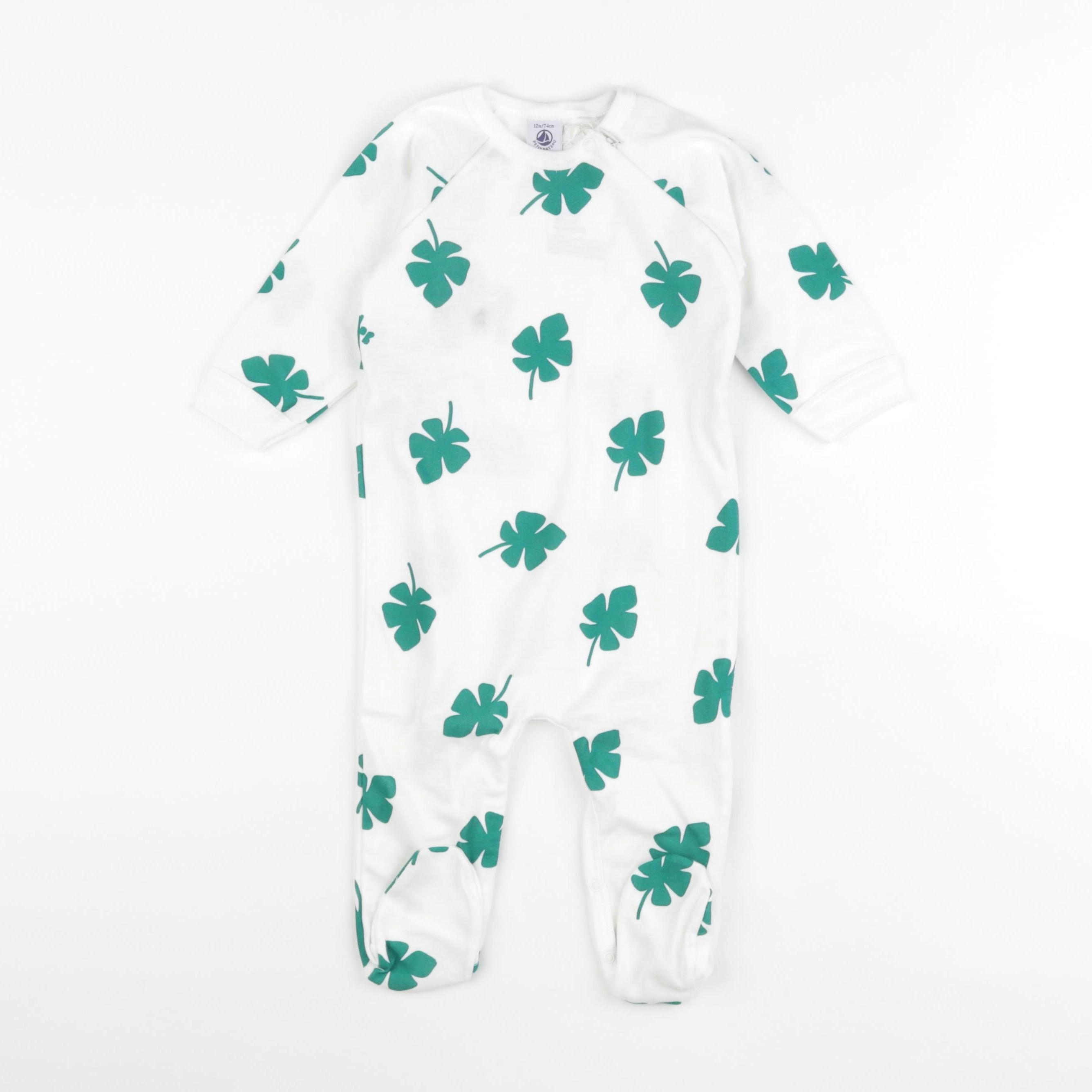 Petit Bateau - pyjama coton blanc - 12 mois