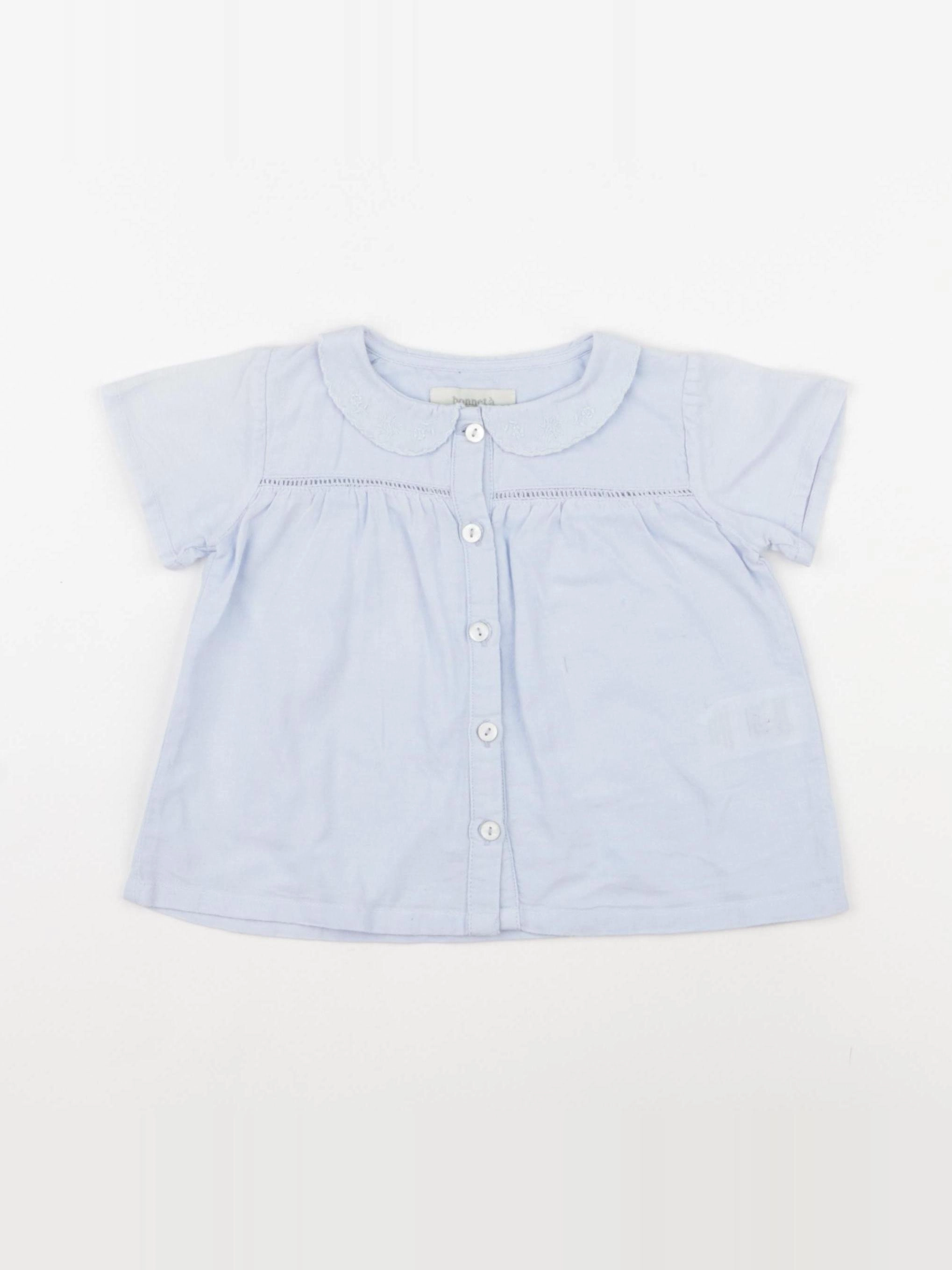 Bonnet à Pompon - blouse bleu - 18 mois