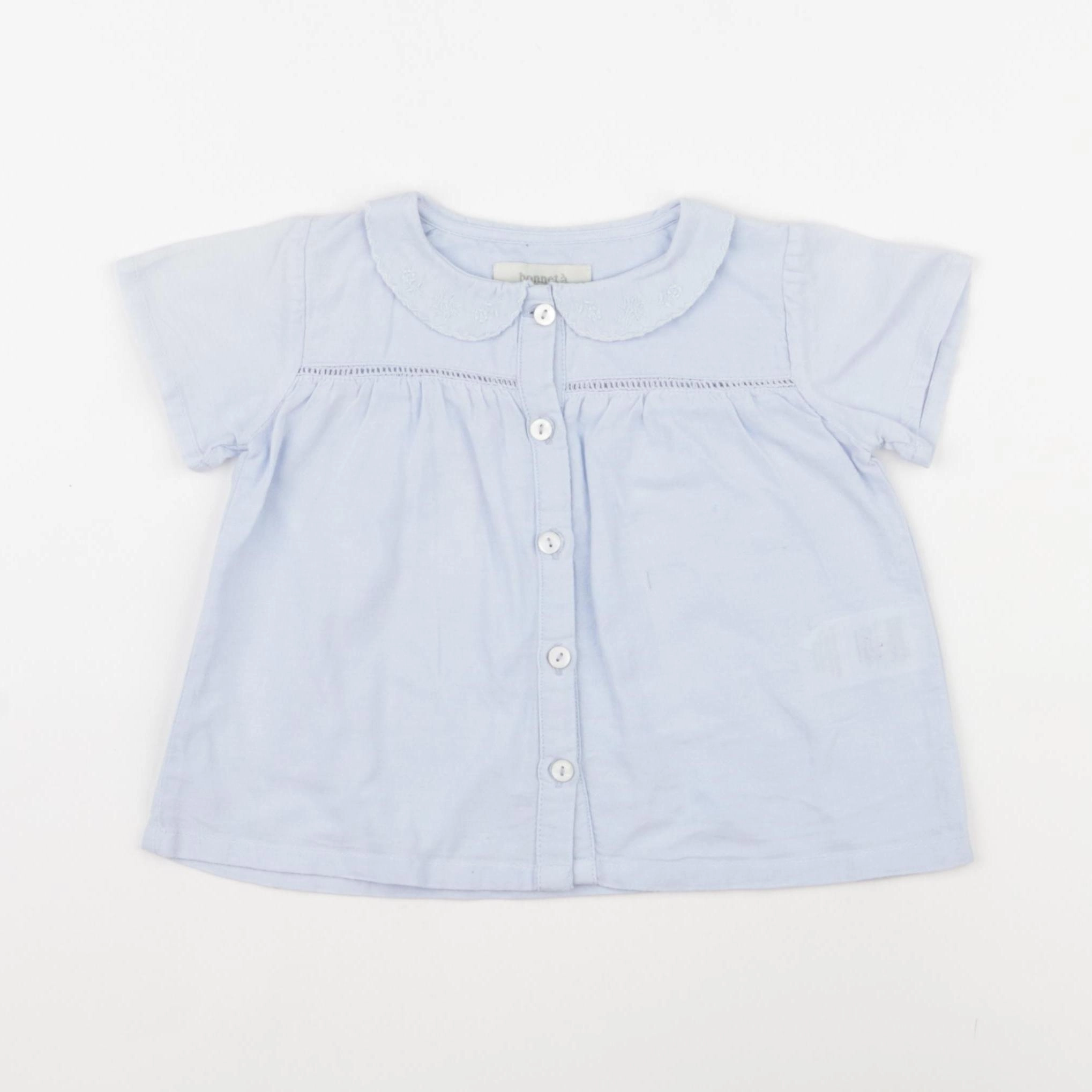 Bonnet à Pompon - blouse bleu - 18 mois
