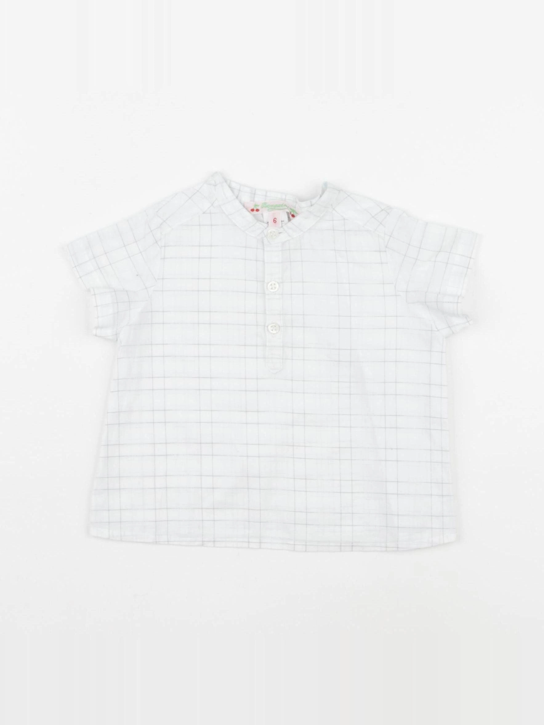 Bonpoint - chemise bleu, blanc - 6 mois