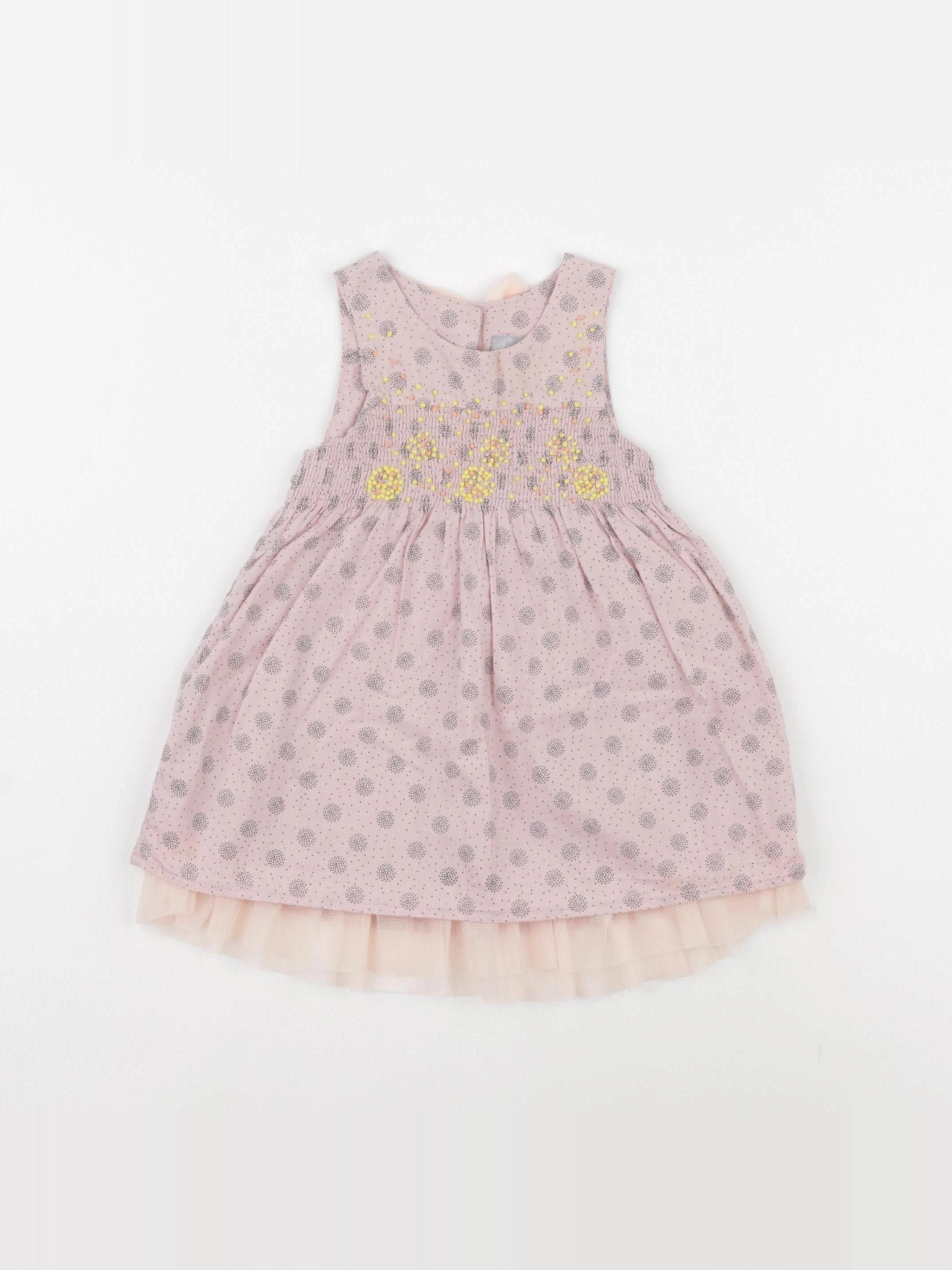 Tia Aina - robe rose, gris - 6 mois