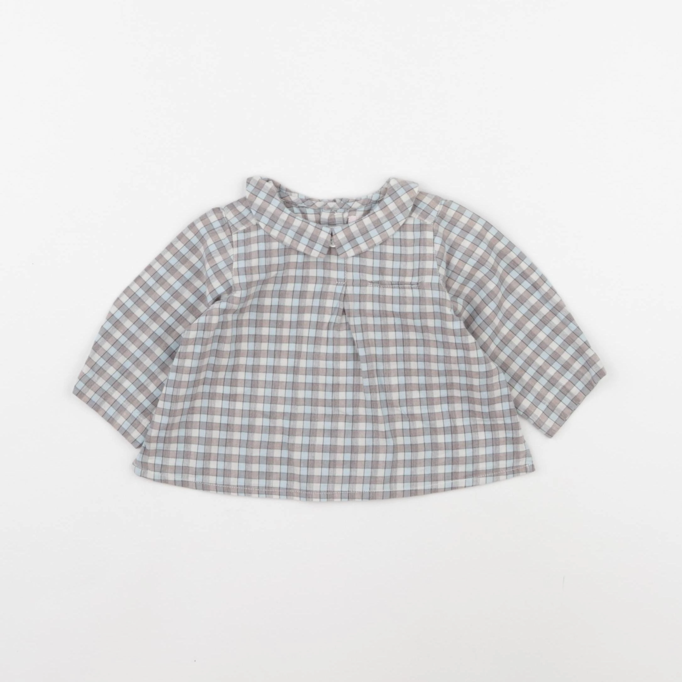 Bonpoint - blouse gris, bleu - 3 mois