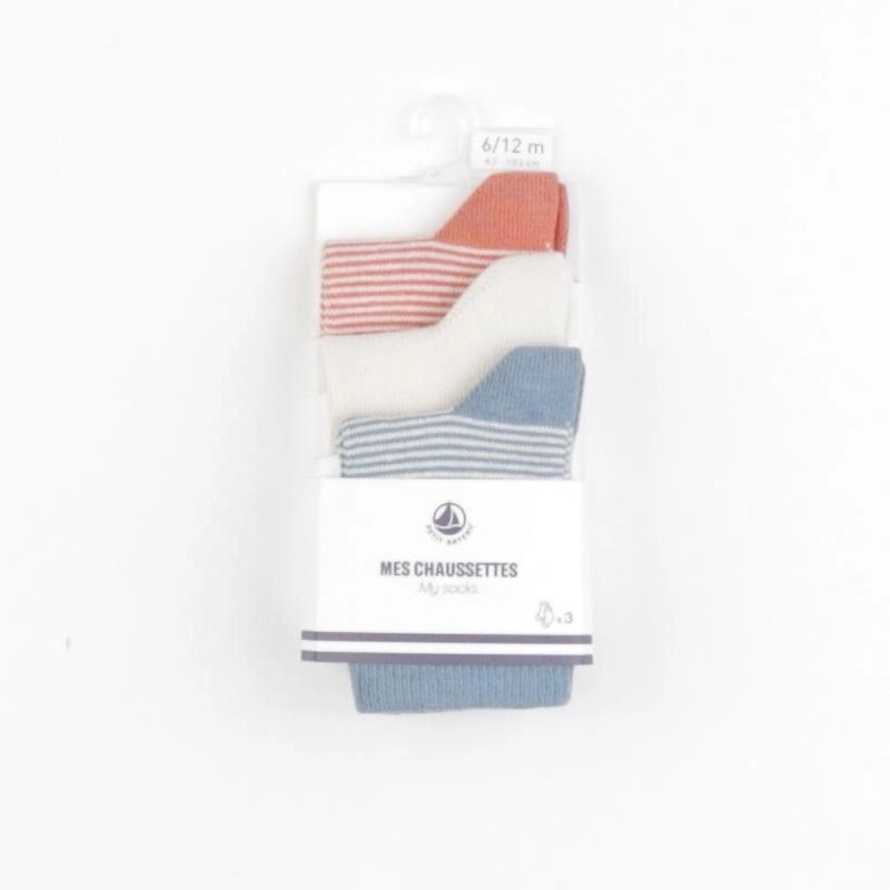 Petit Bateau - lot de 3 chaussettes bleu - 6/12 mois