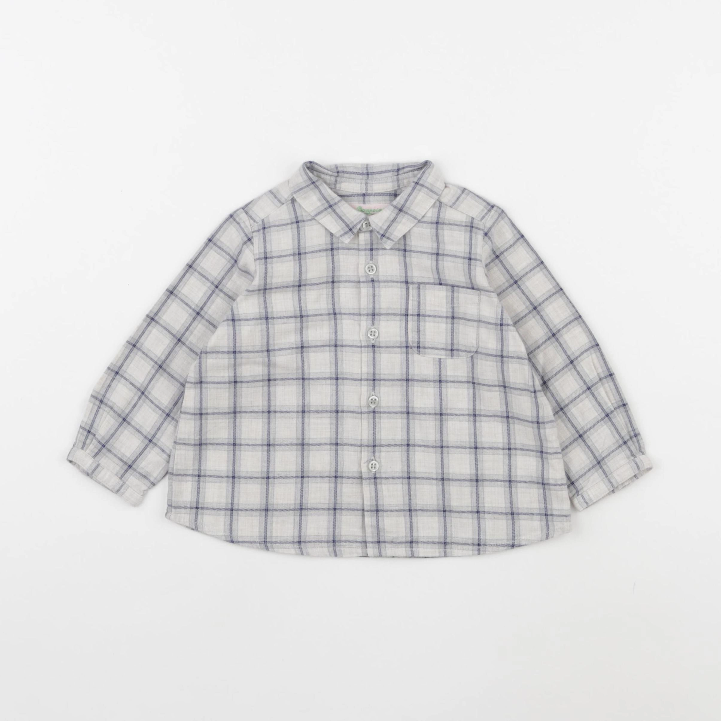 Bonpoint - blouse bleu, gris - 12 mois