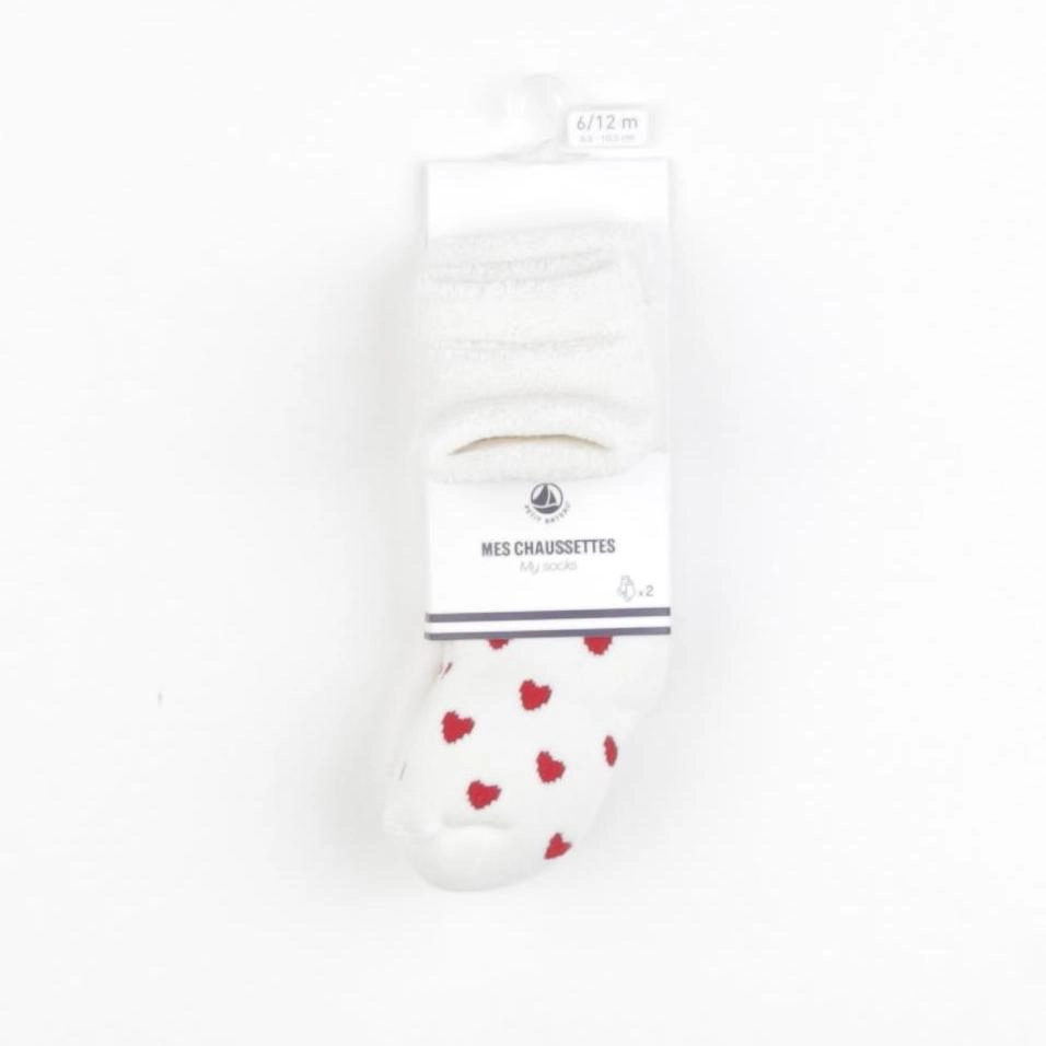 Petit Bateau - lot de 2 chaussettes blanc - 6/12 mois