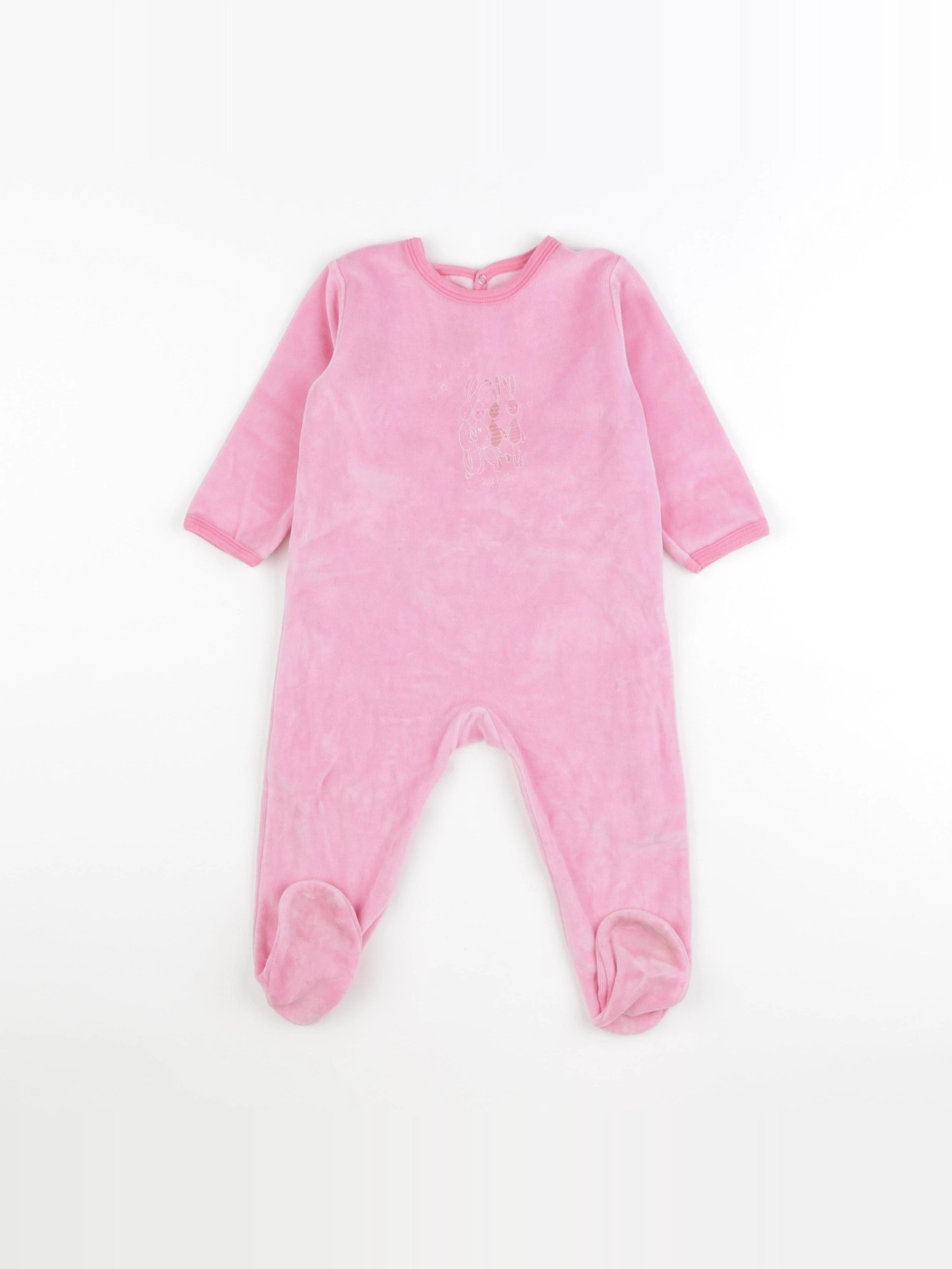 Petit Bateau - pyjama velours rose - 18 mois