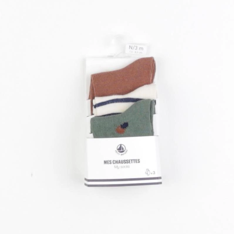 Petit Bateau - lot de 3 chaussettes vert - 6/12 mois