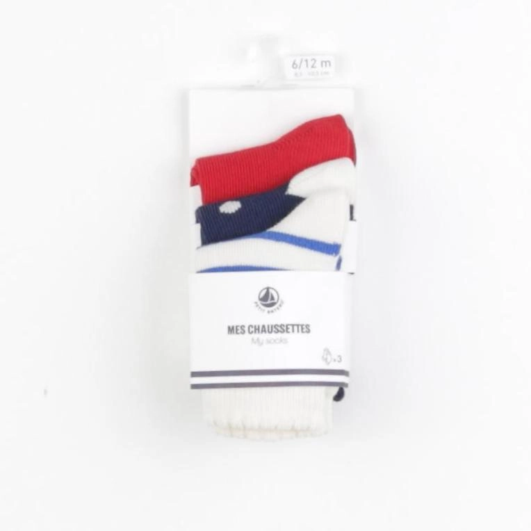 Petit Bateau - lot de 3 chaussettes bleu - 6/12 mois