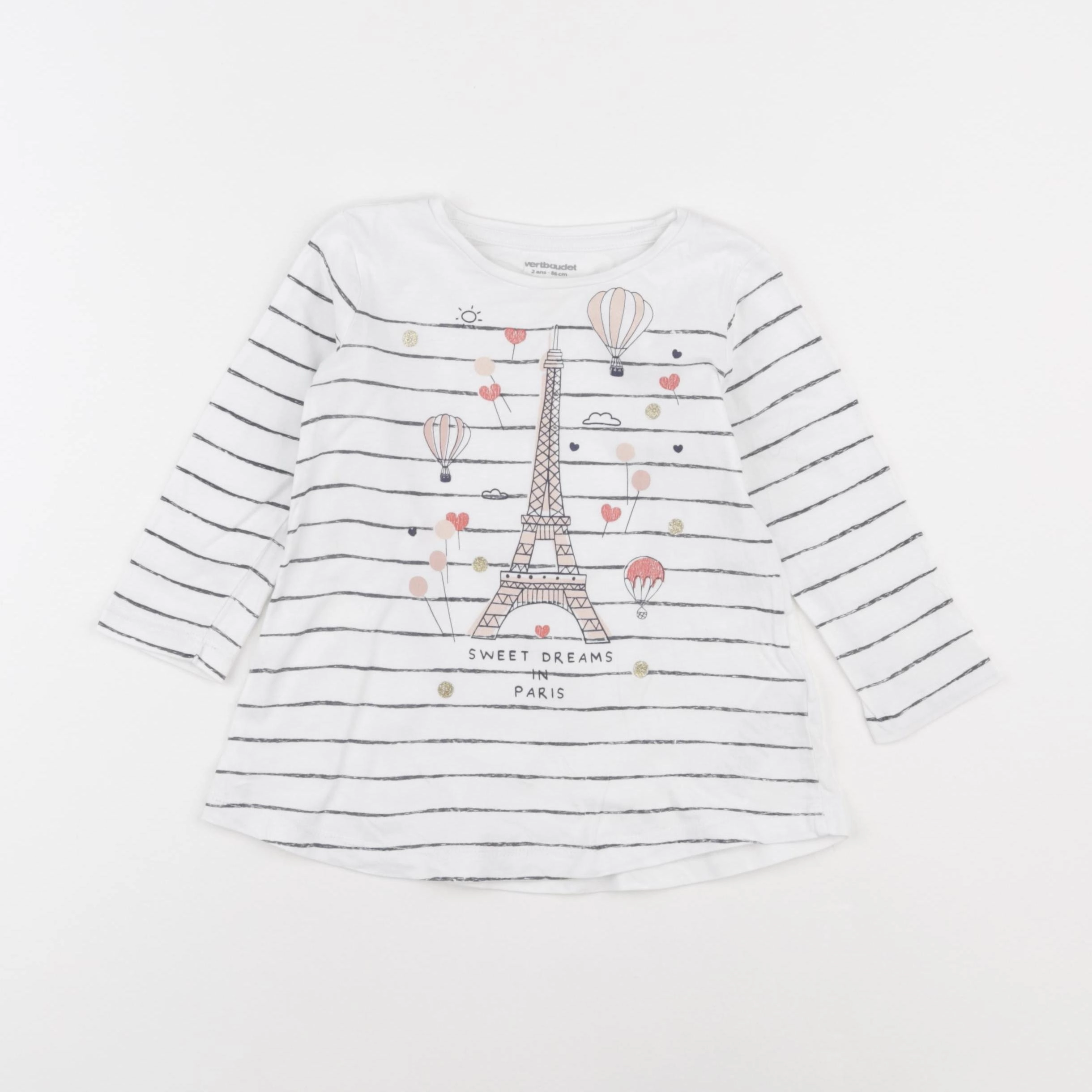 Vertbaudet - tee-shirt blanc - 2 ans