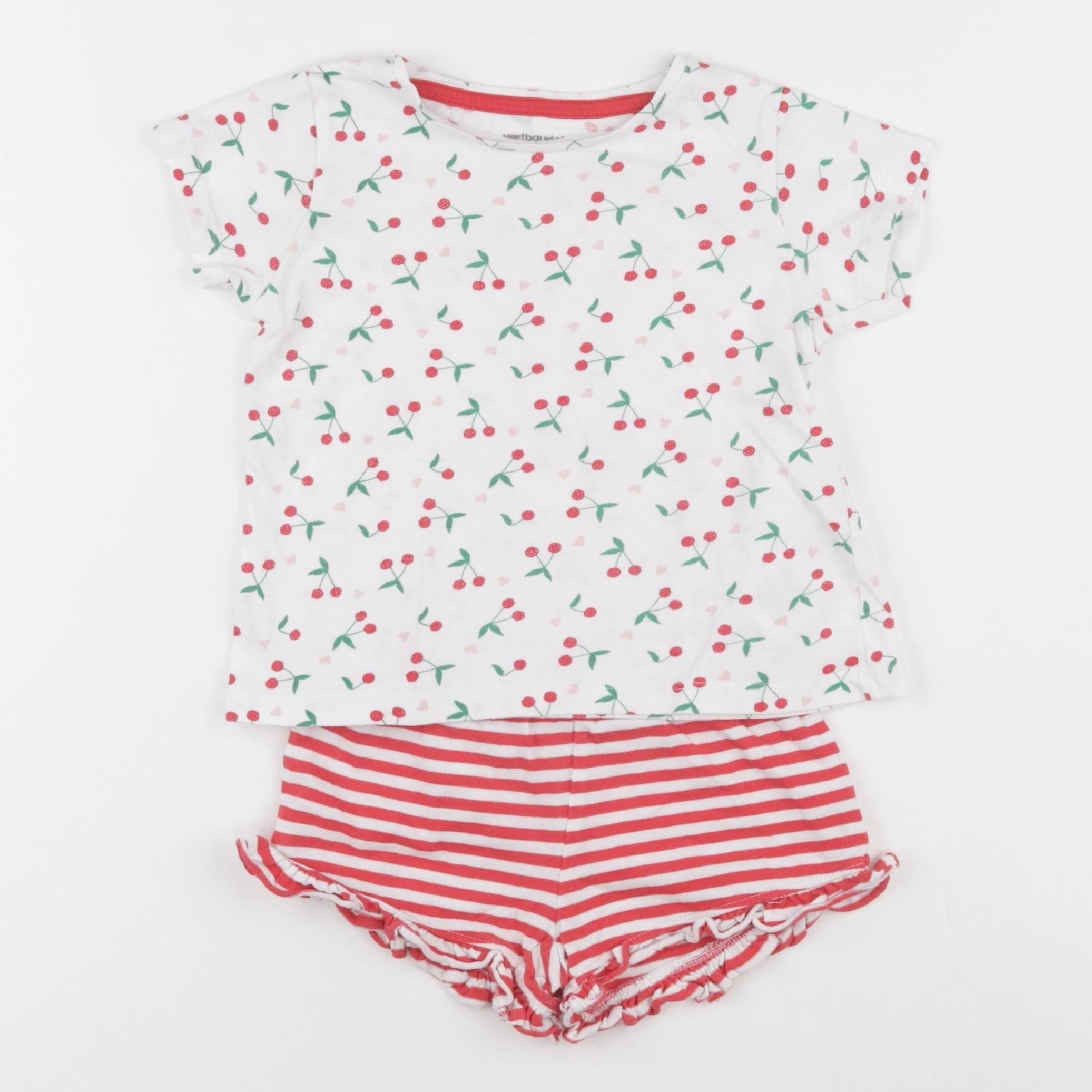 Vertbaudet - pyjama coton blanc, rouge - 3 ans