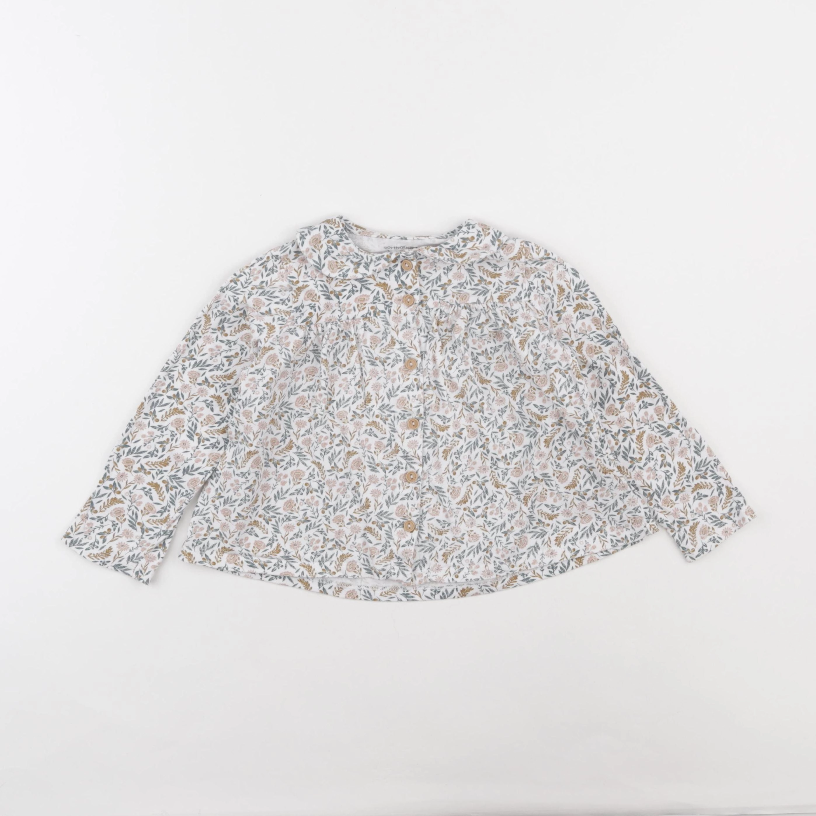 Vertbaudet - tee-shirt blanc, marron - 3 ans