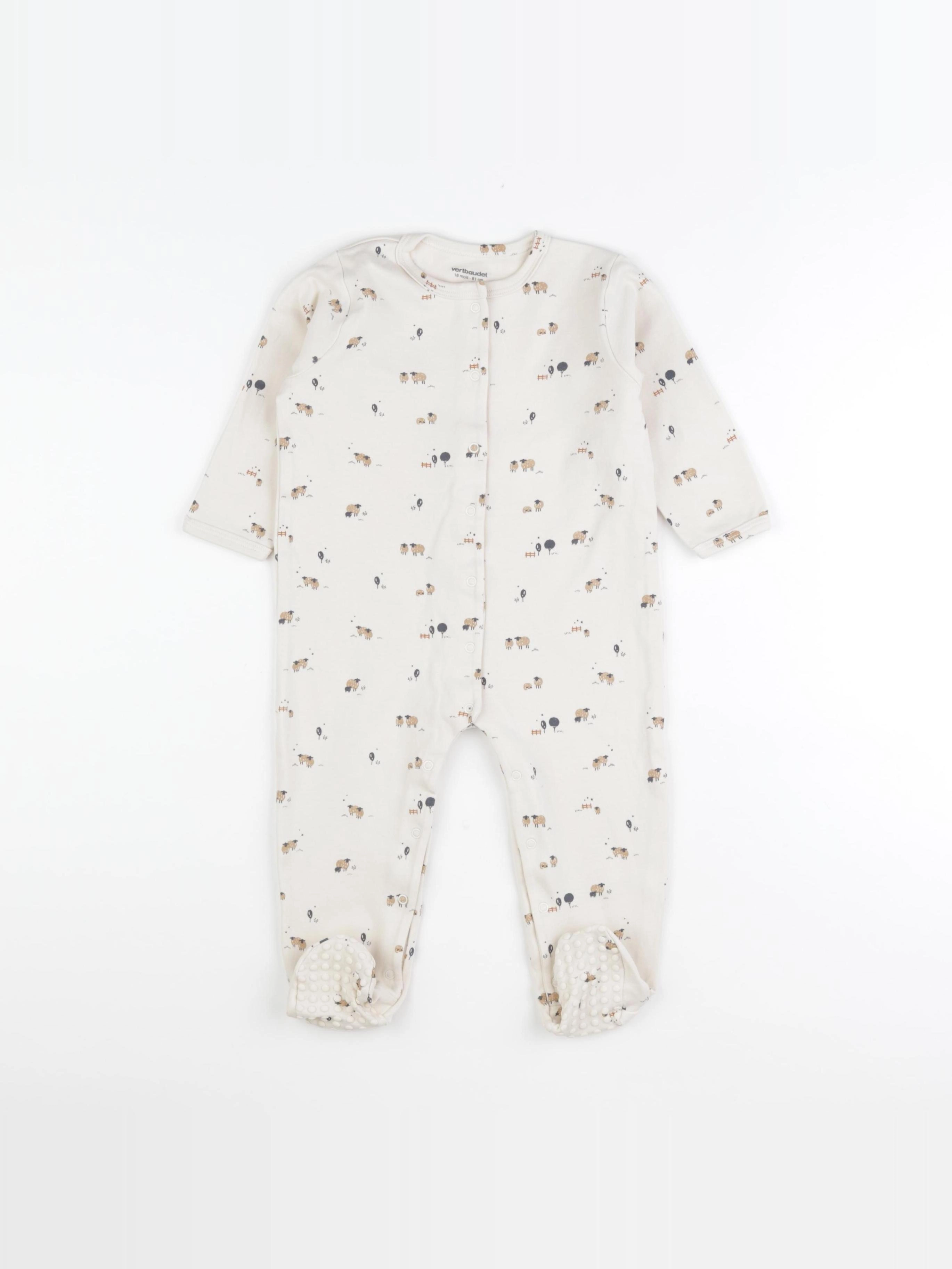 Vertbaudet - pyjama coton beige - 18 mois