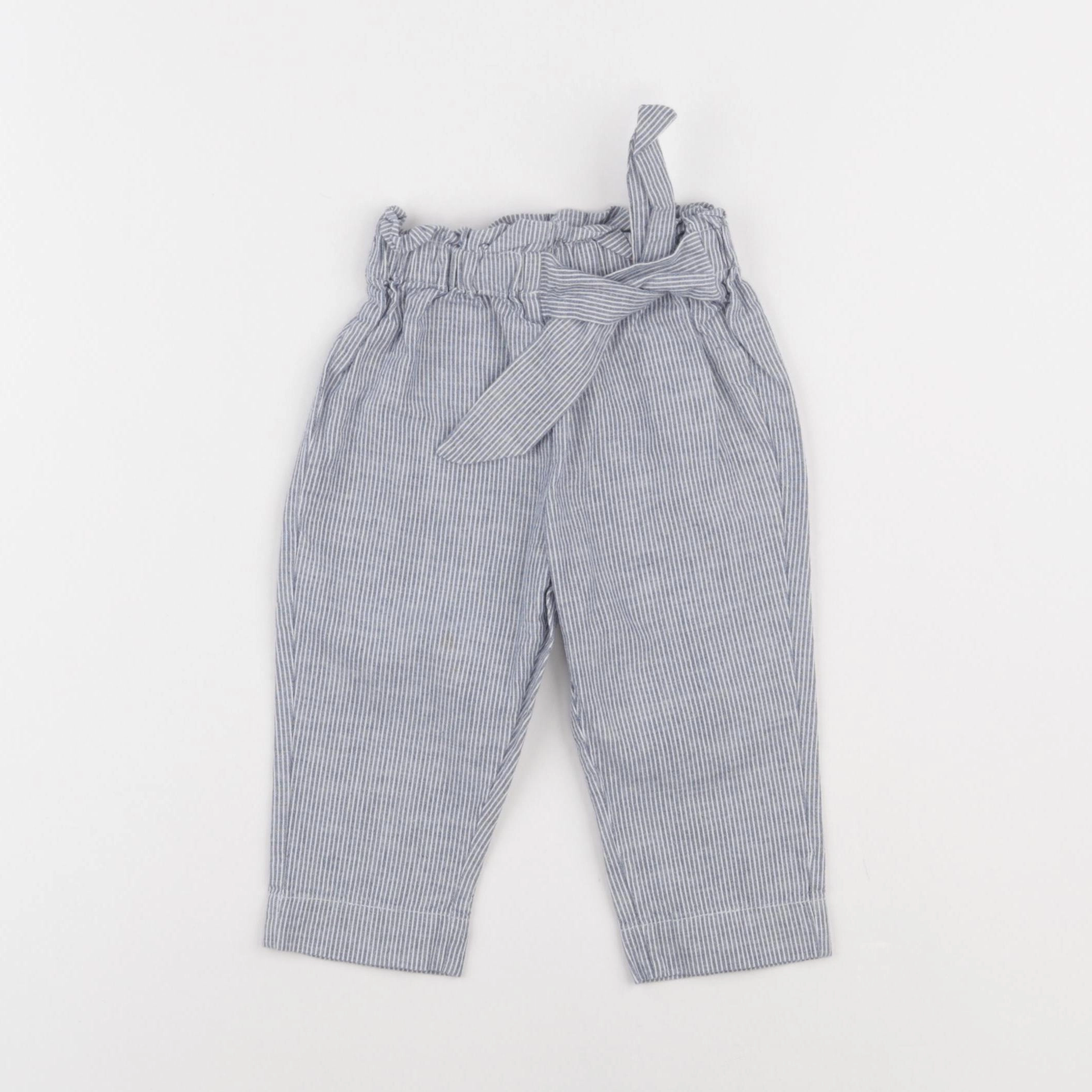 Vertbaudet - pantalon bleu, blanc - 12 mois