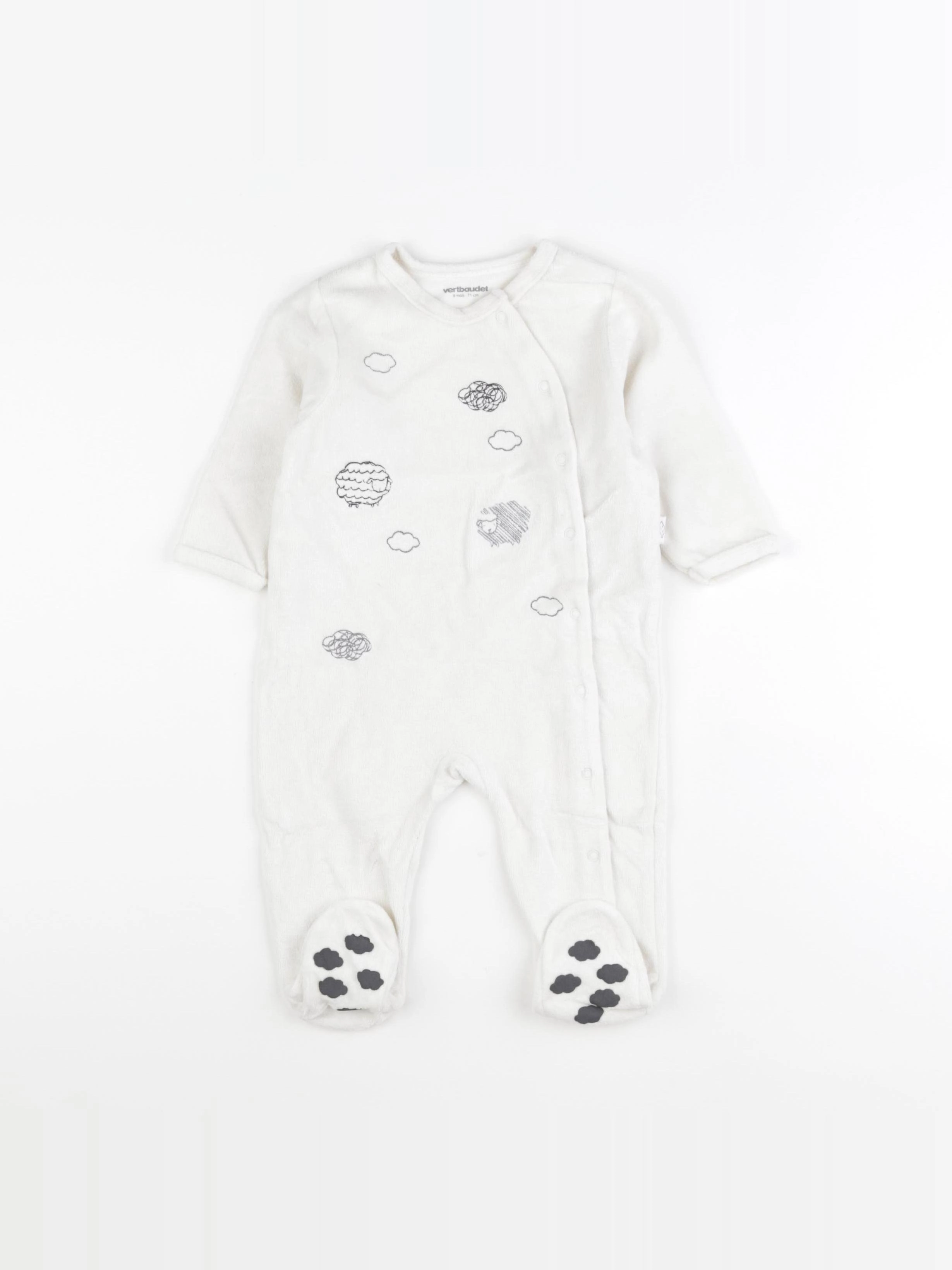 Vertbaudet - pyjama velours beige - 9 mois