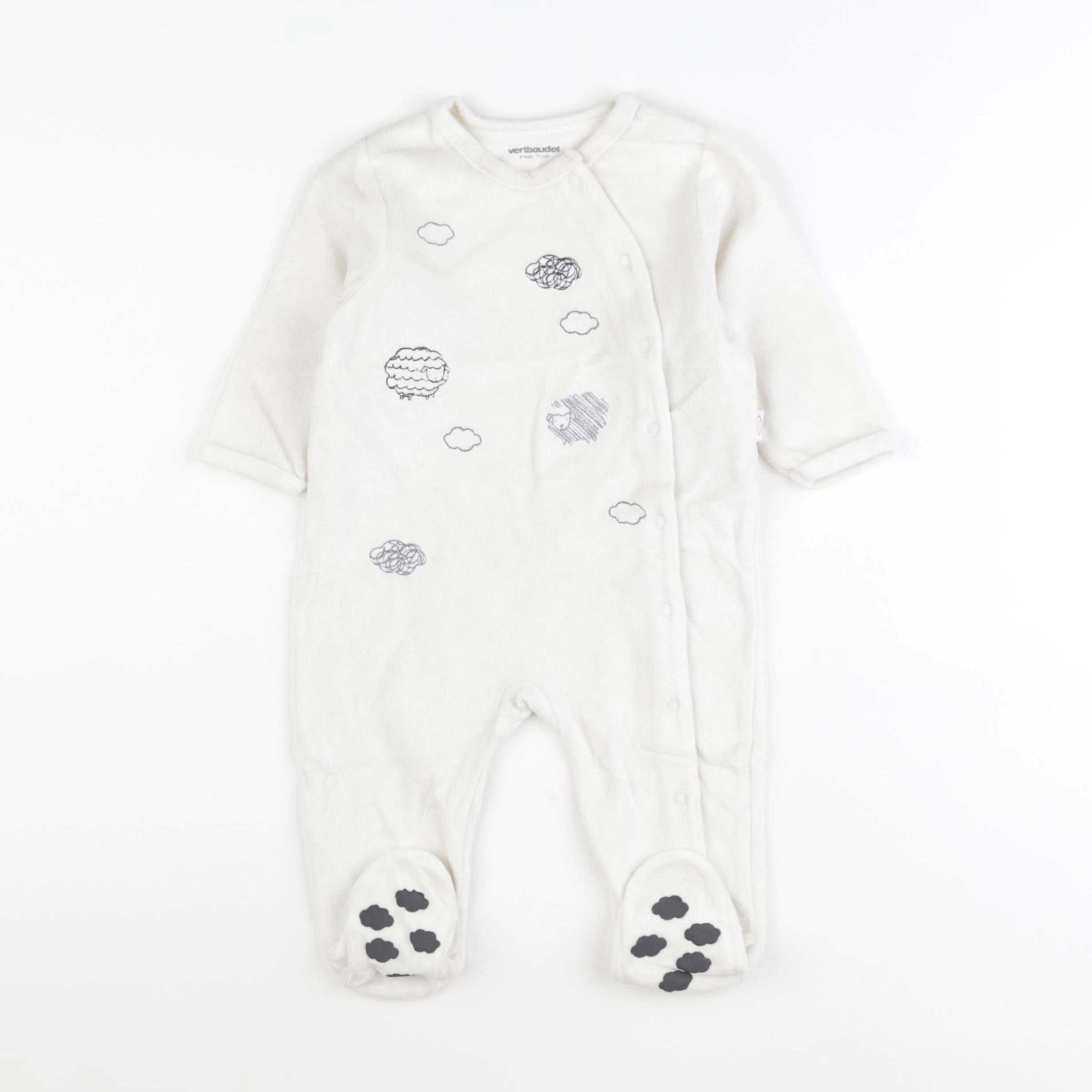 Vertbaudet - pyjama velours beige - 9 mois