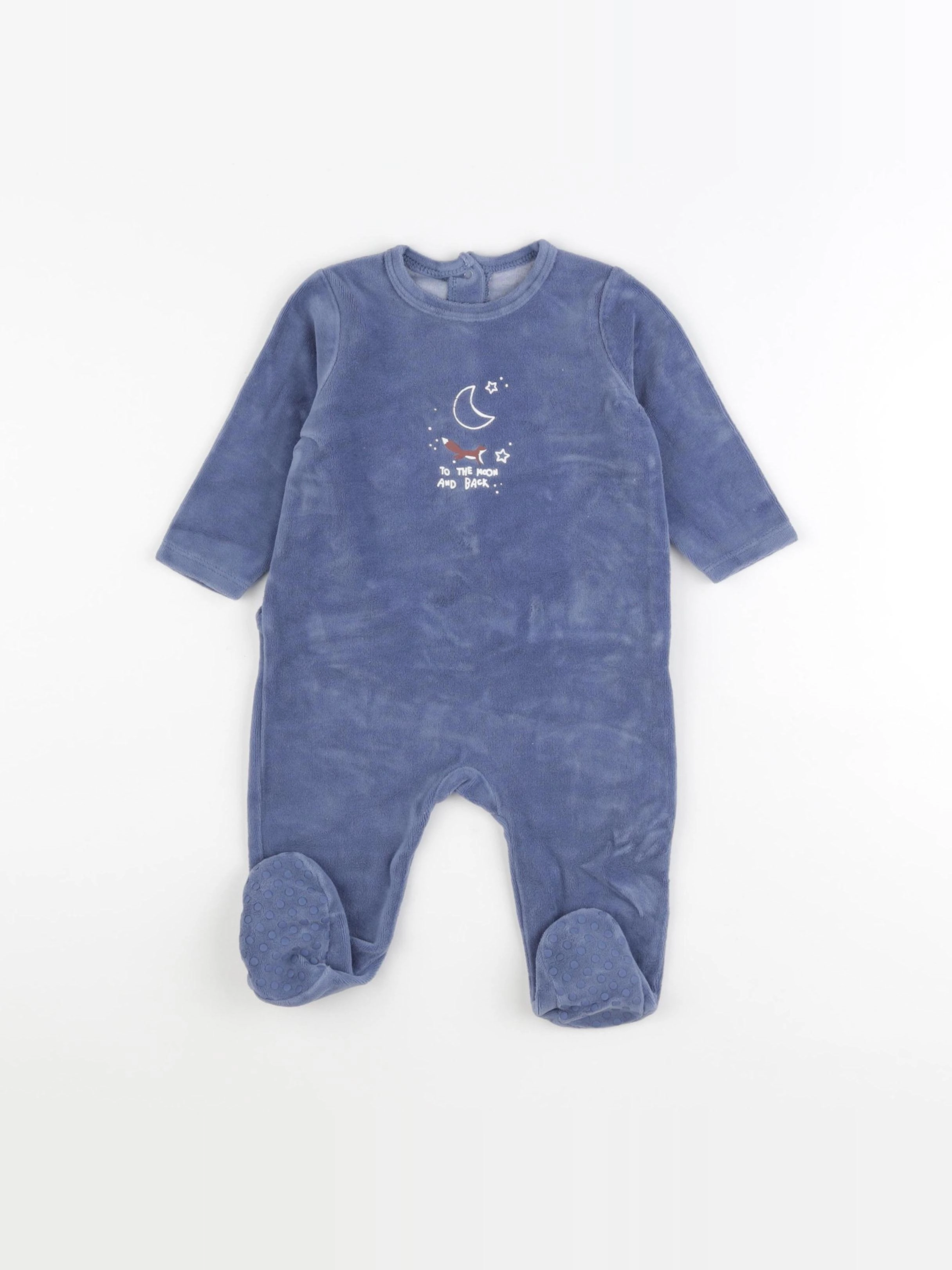 Vertbaudet - pyjama velours bleu - 9 mois