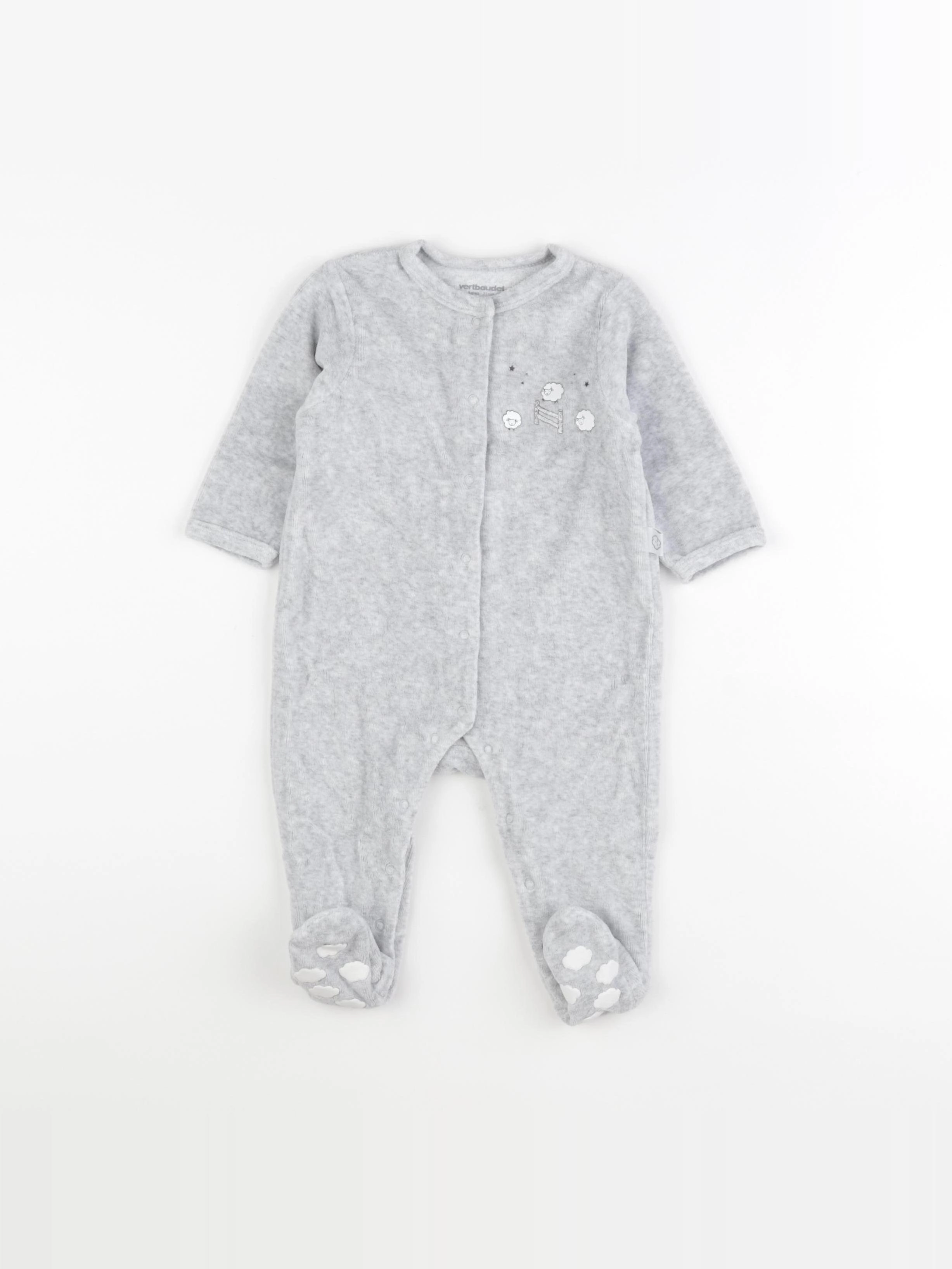 Vertbaudet - pyjama velours gris - 9 mois