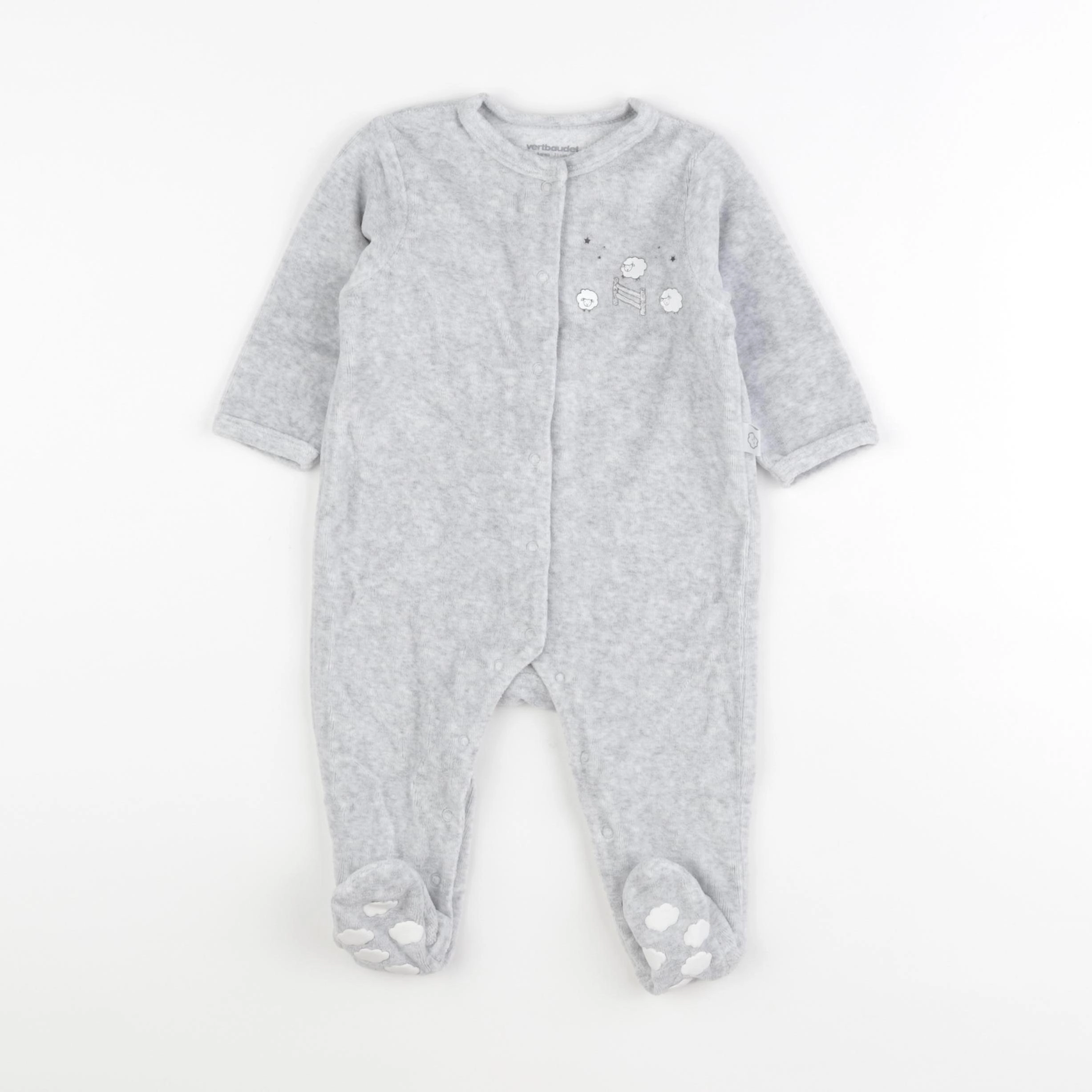 Vertbaudet - pyjama velours gris - 9 mois