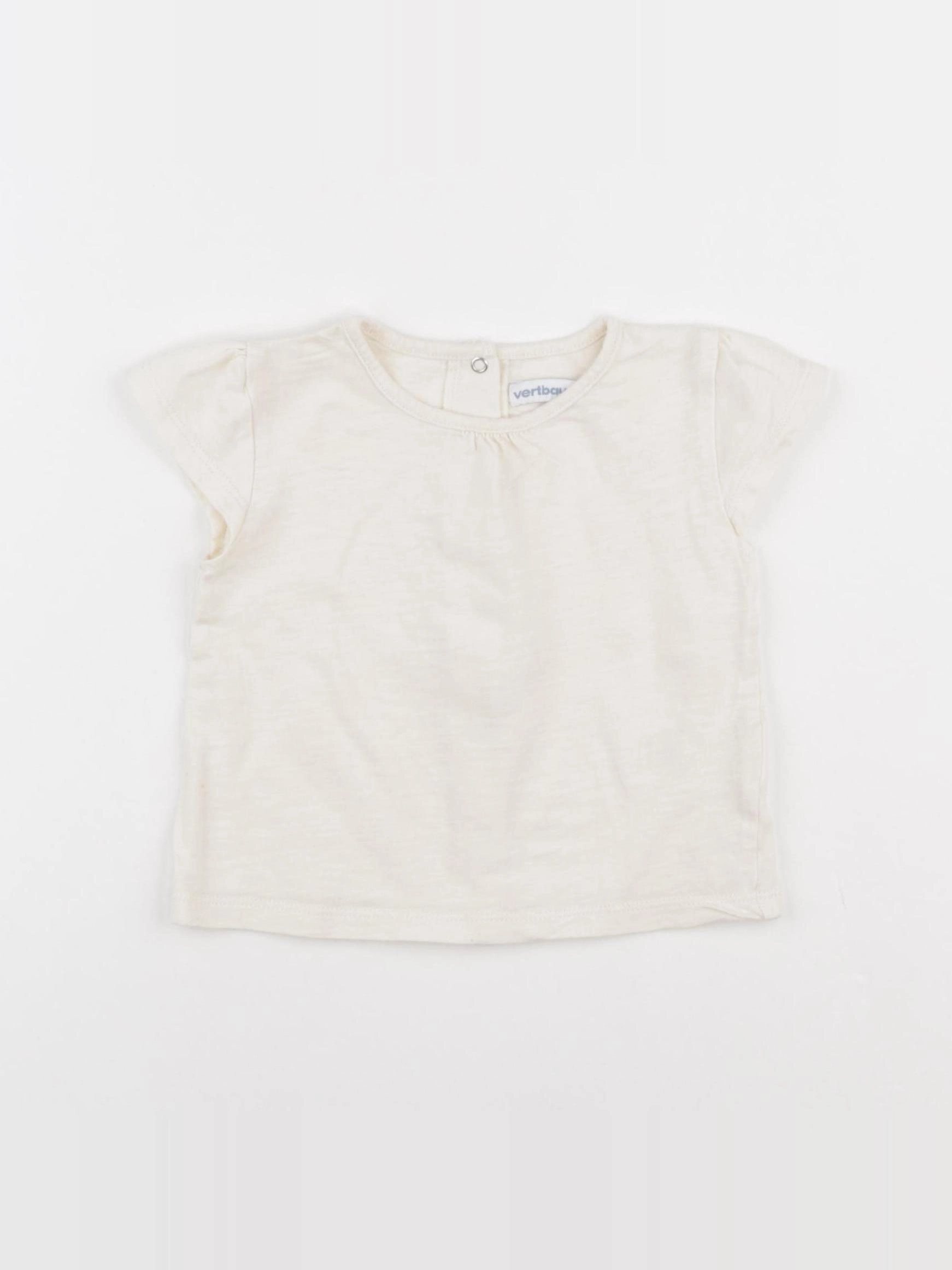 Vertbaudet - tee-shirt beige - 9/12 mois