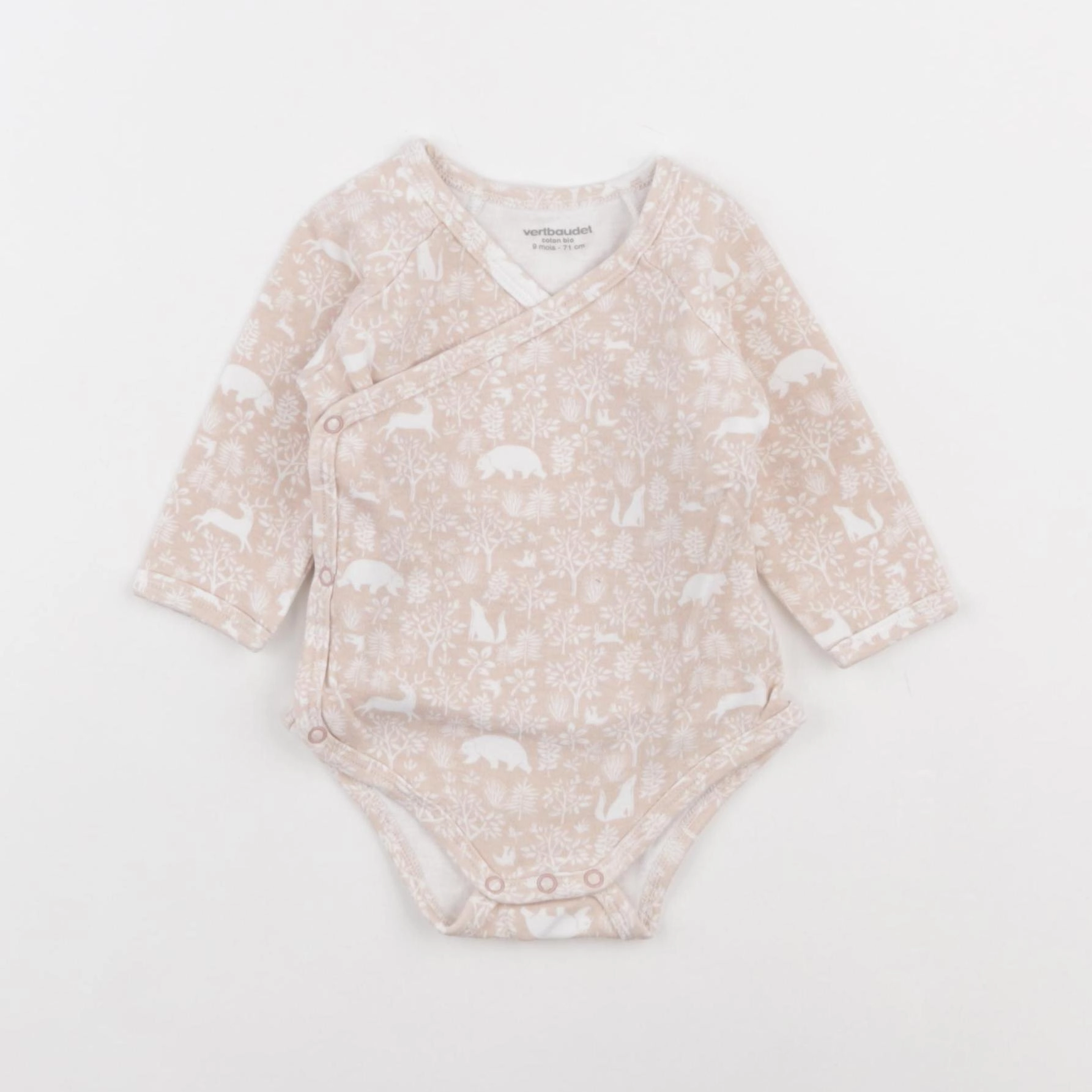 Vertbaudet - body rose, blanc - 9 mois