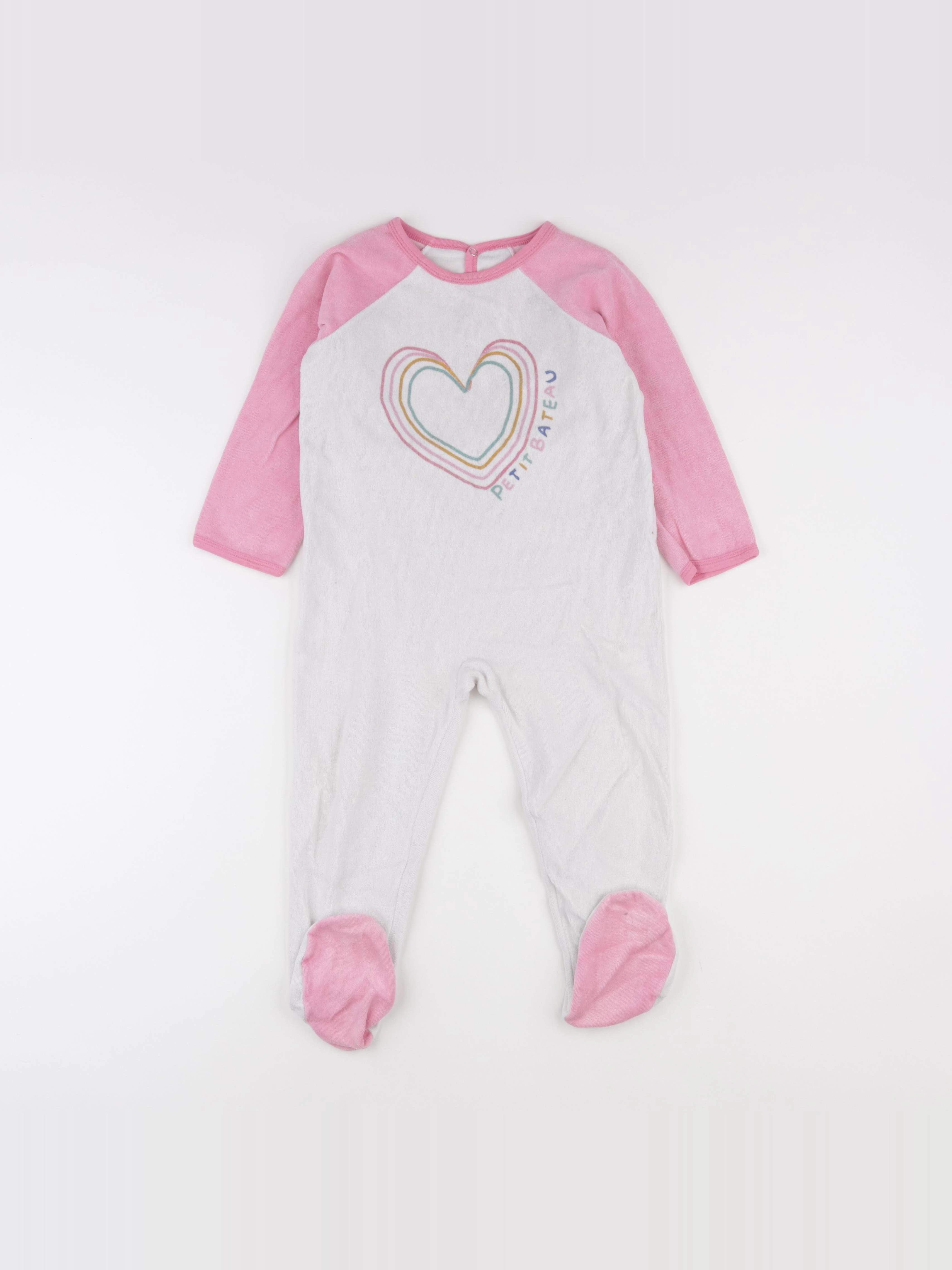 Petit Bateau - pyjama velours blanc, rose - 36 mois