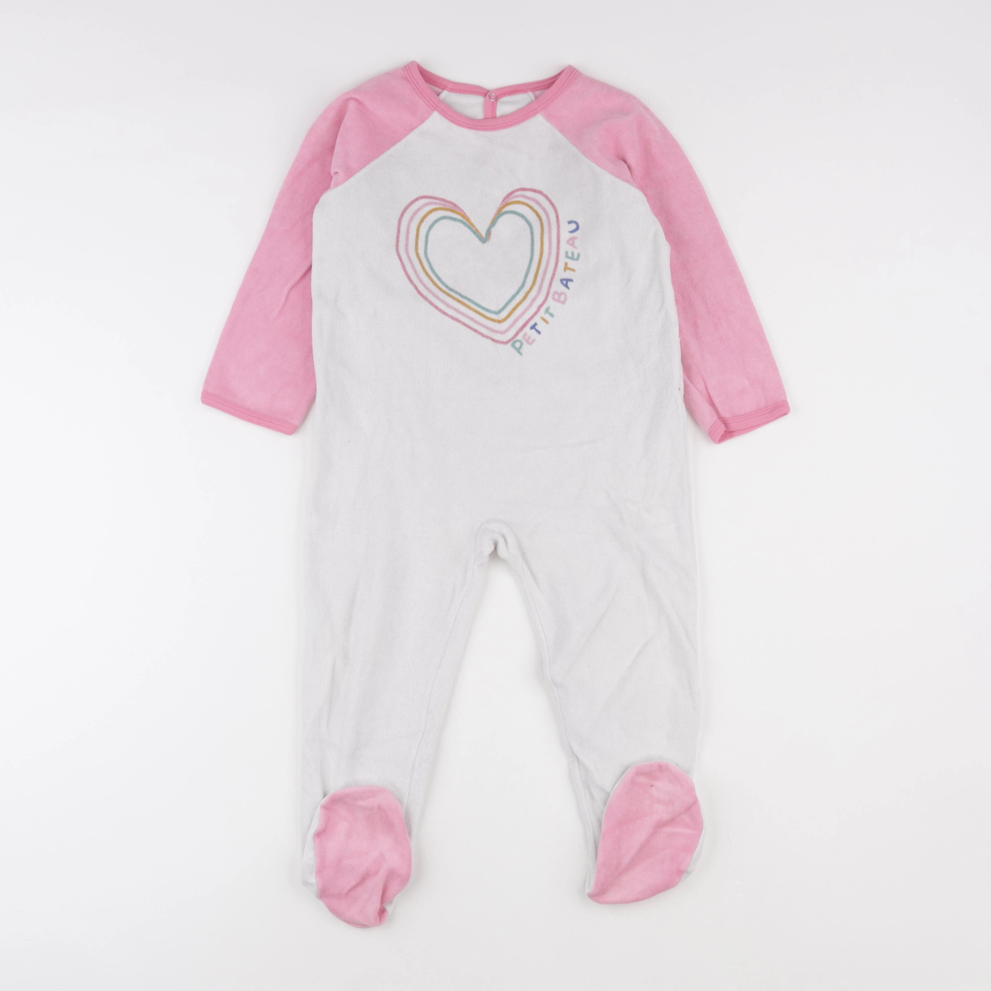 Petit Bateau - pyjama velours blanc, rose - 36 mois