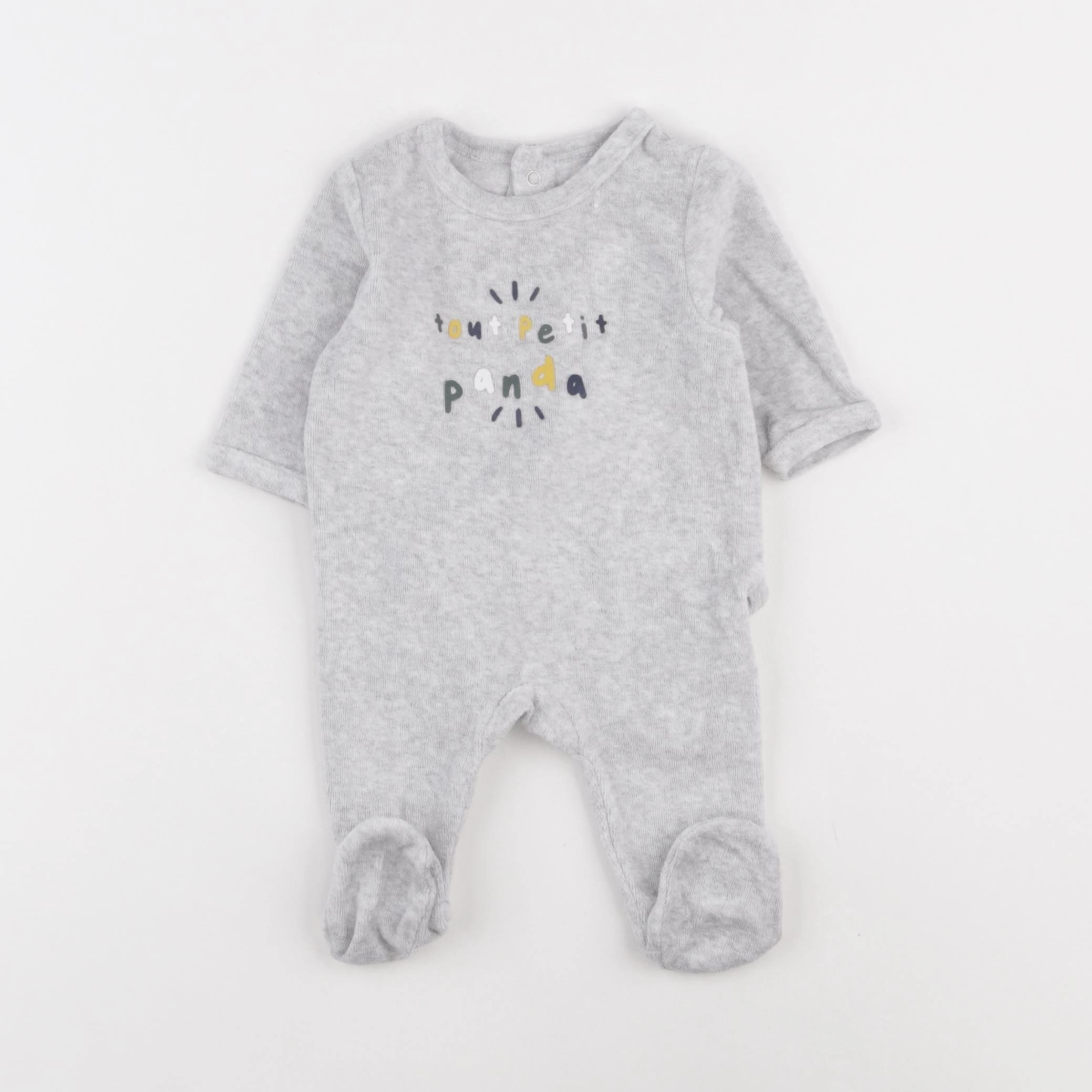 Vertbaudet - pyjama velours gris - 1 mois