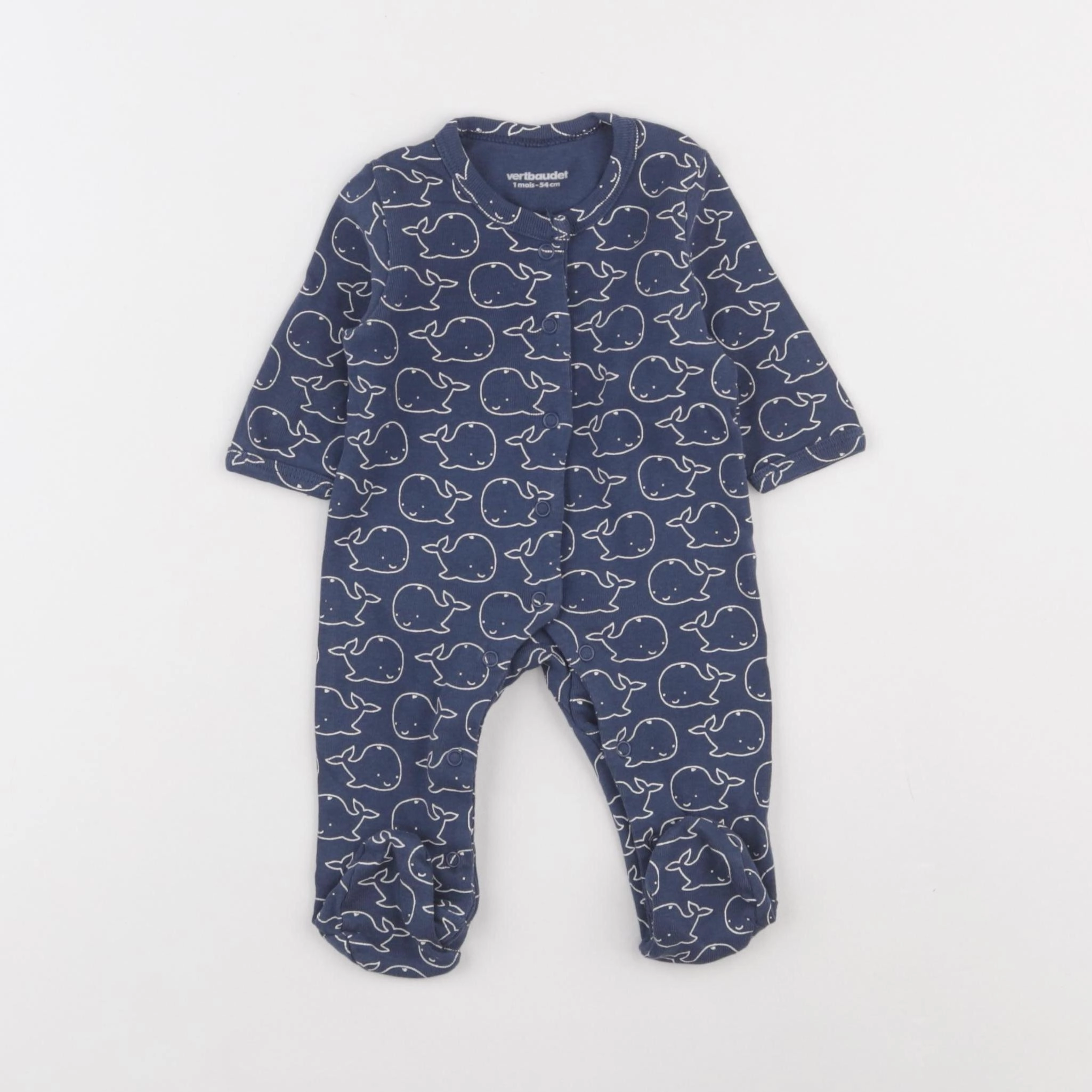 Vertbaudet - pyjama coton bleu - 1 mois