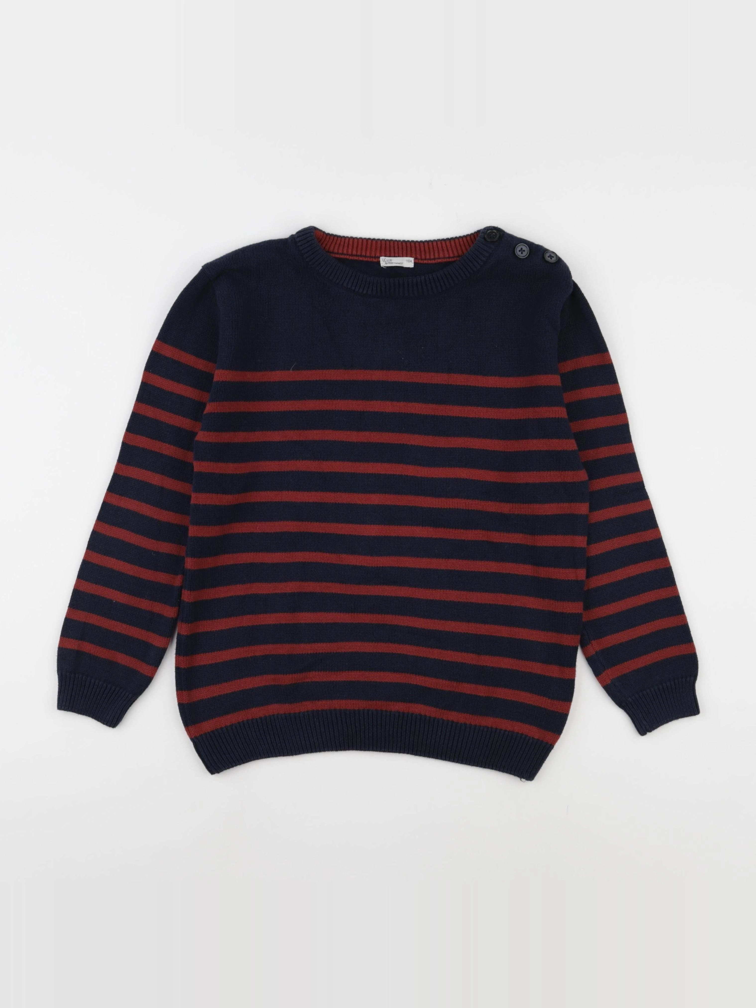 Little Cigogne - pull bleu, marron - 10 ans