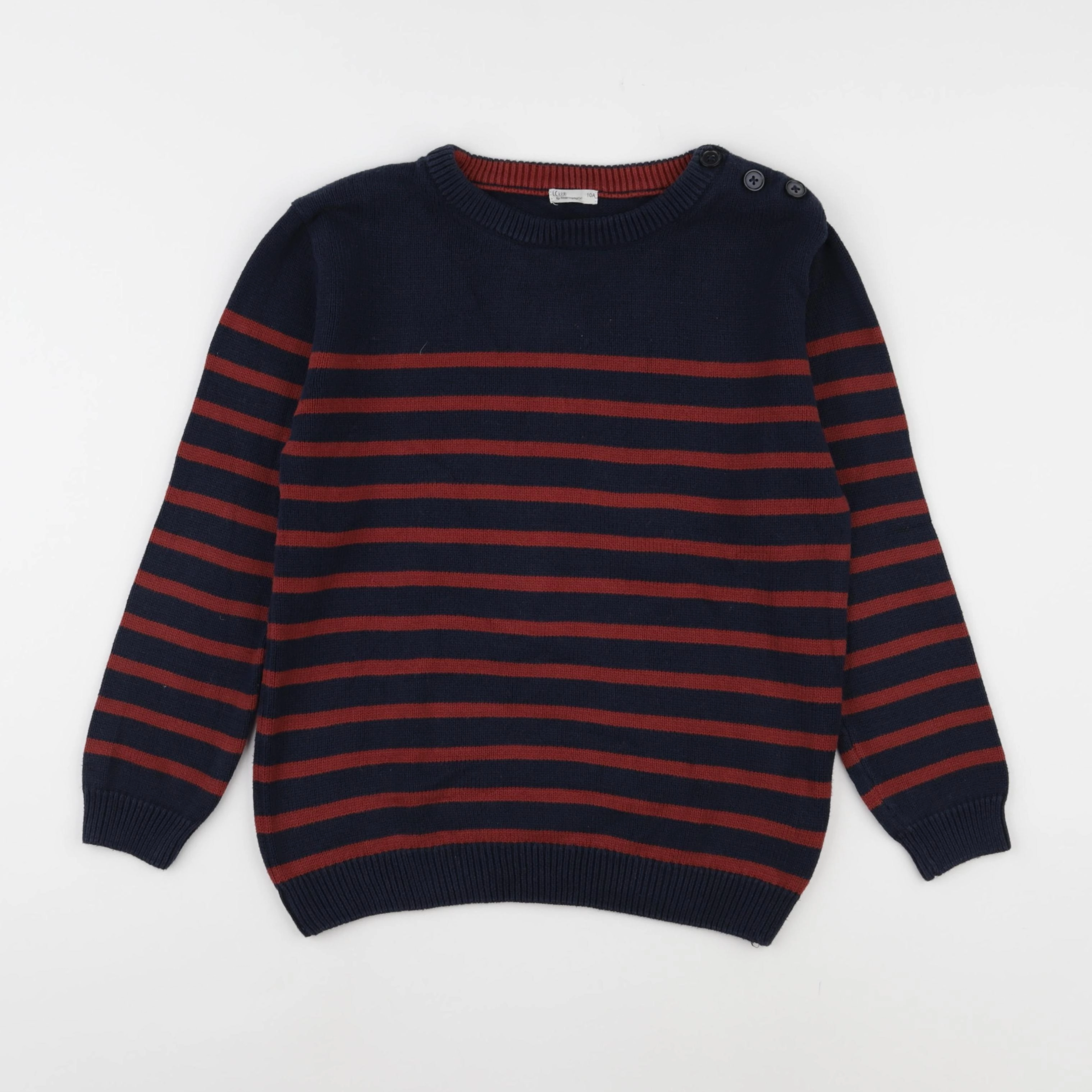 Little Cigogne - pull bleu, marron - 10 ans