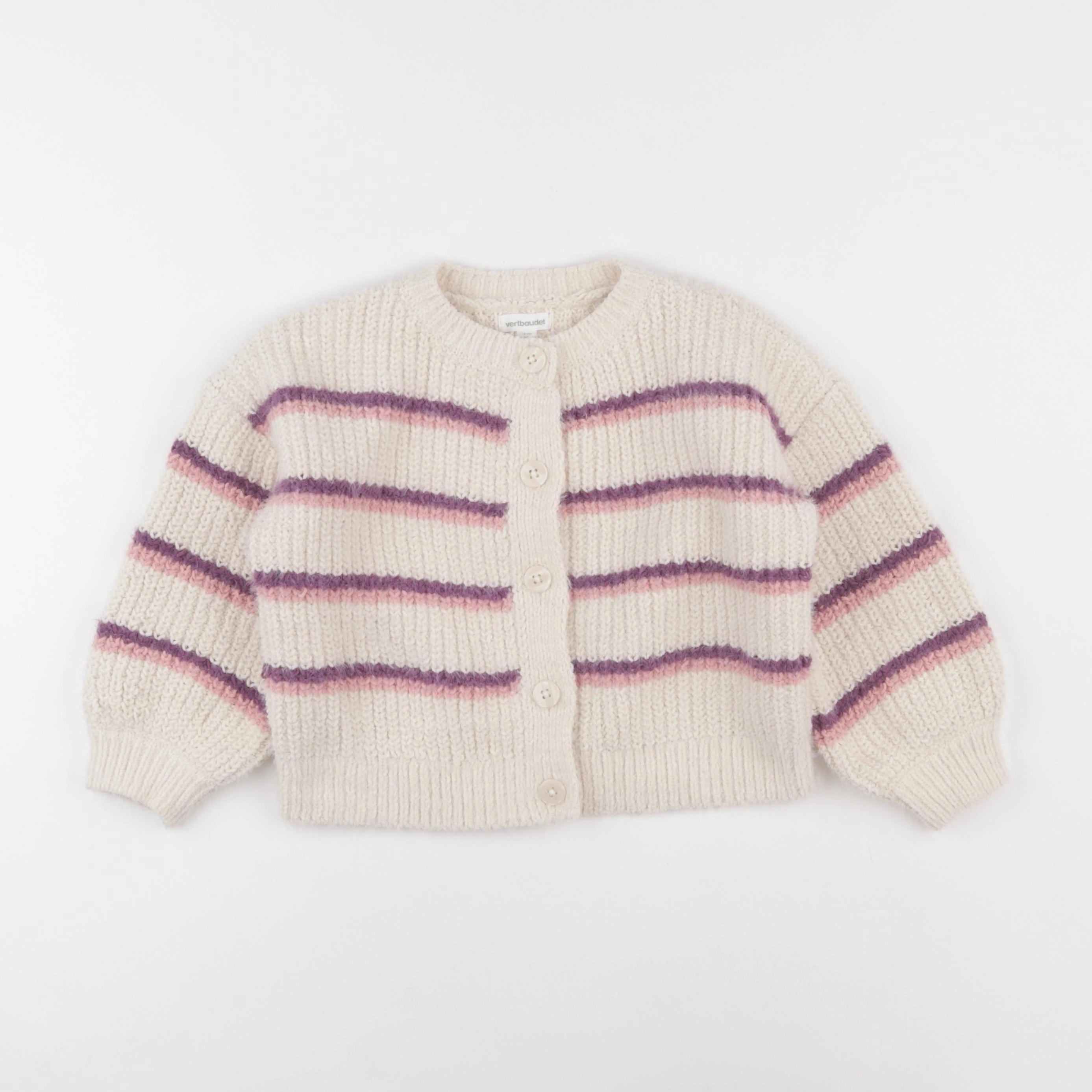 Vertbaudet - gilet beige, rose - 6 ans