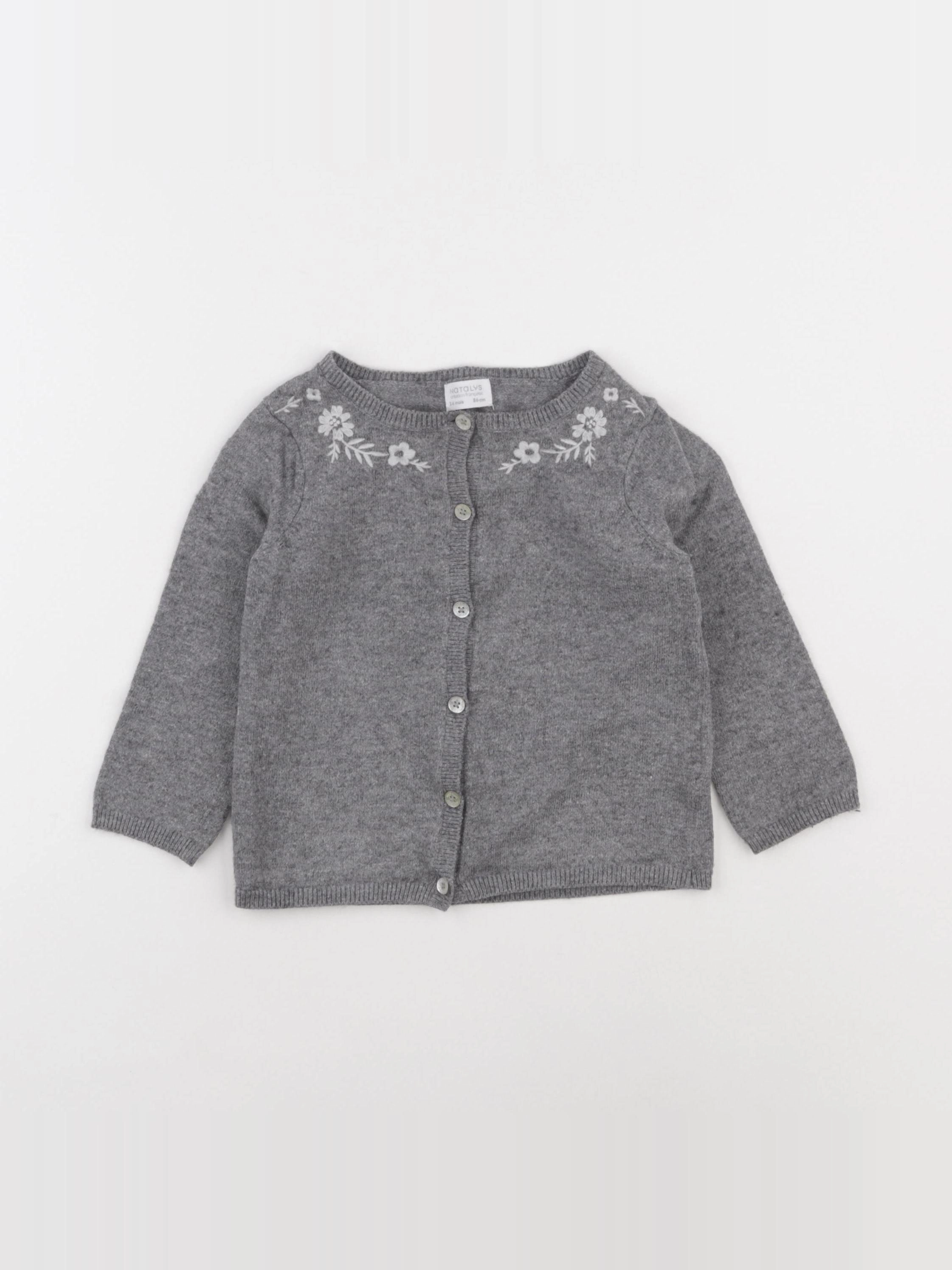 Natalys - gilet gris - 24 mois