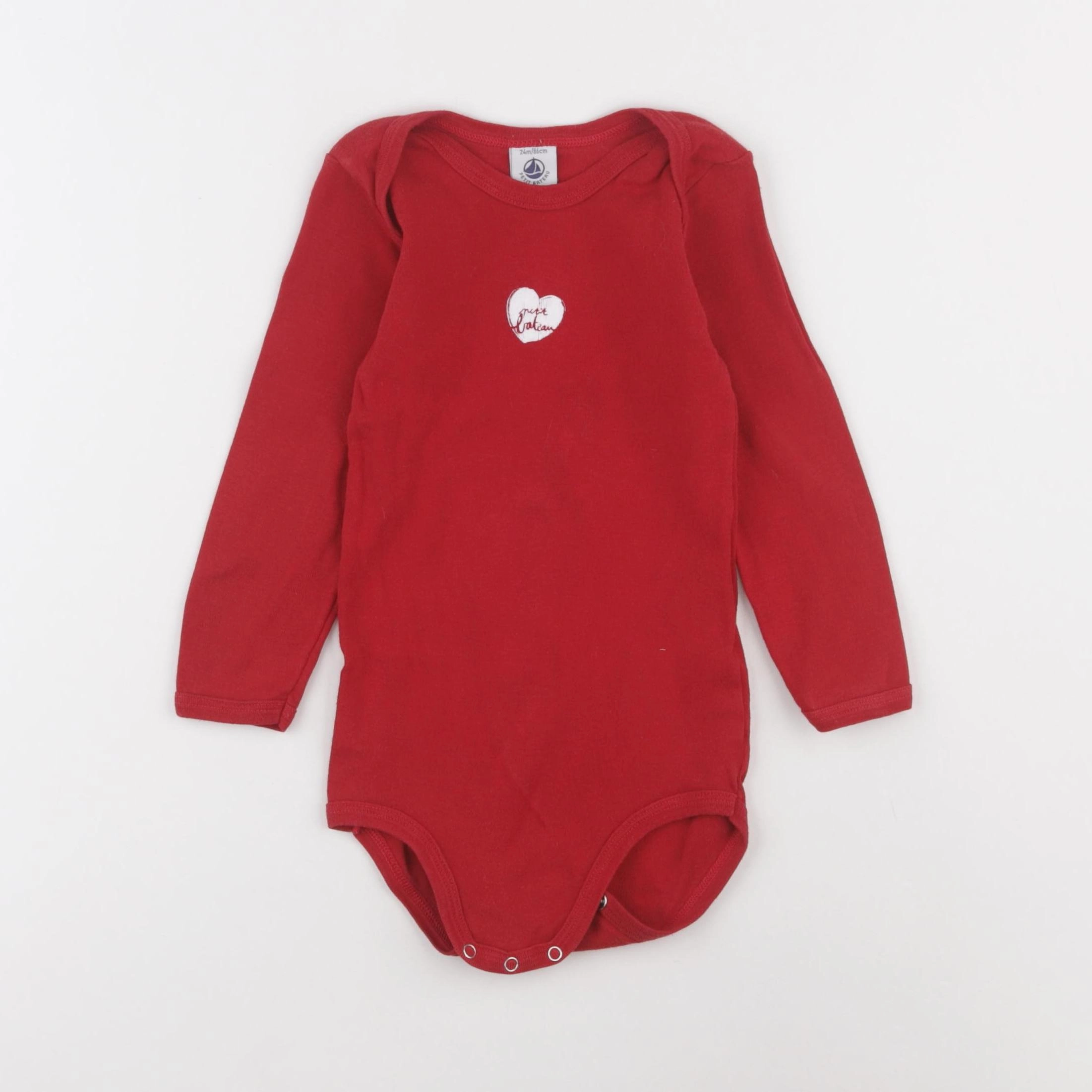 Petit Bateau - body rouge - 24 mois