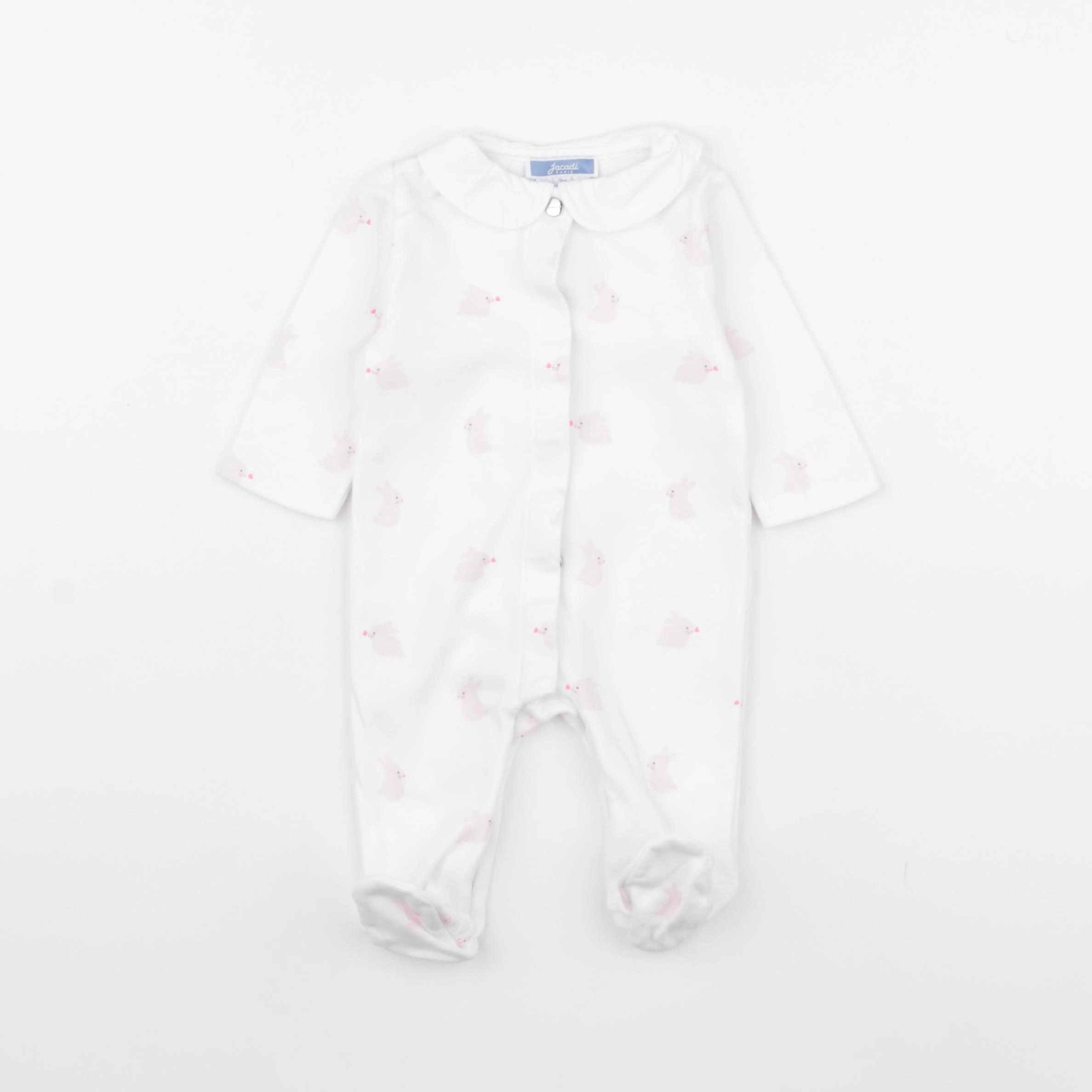 Jacadi - pyjama coton blanc, rose - 3 mois