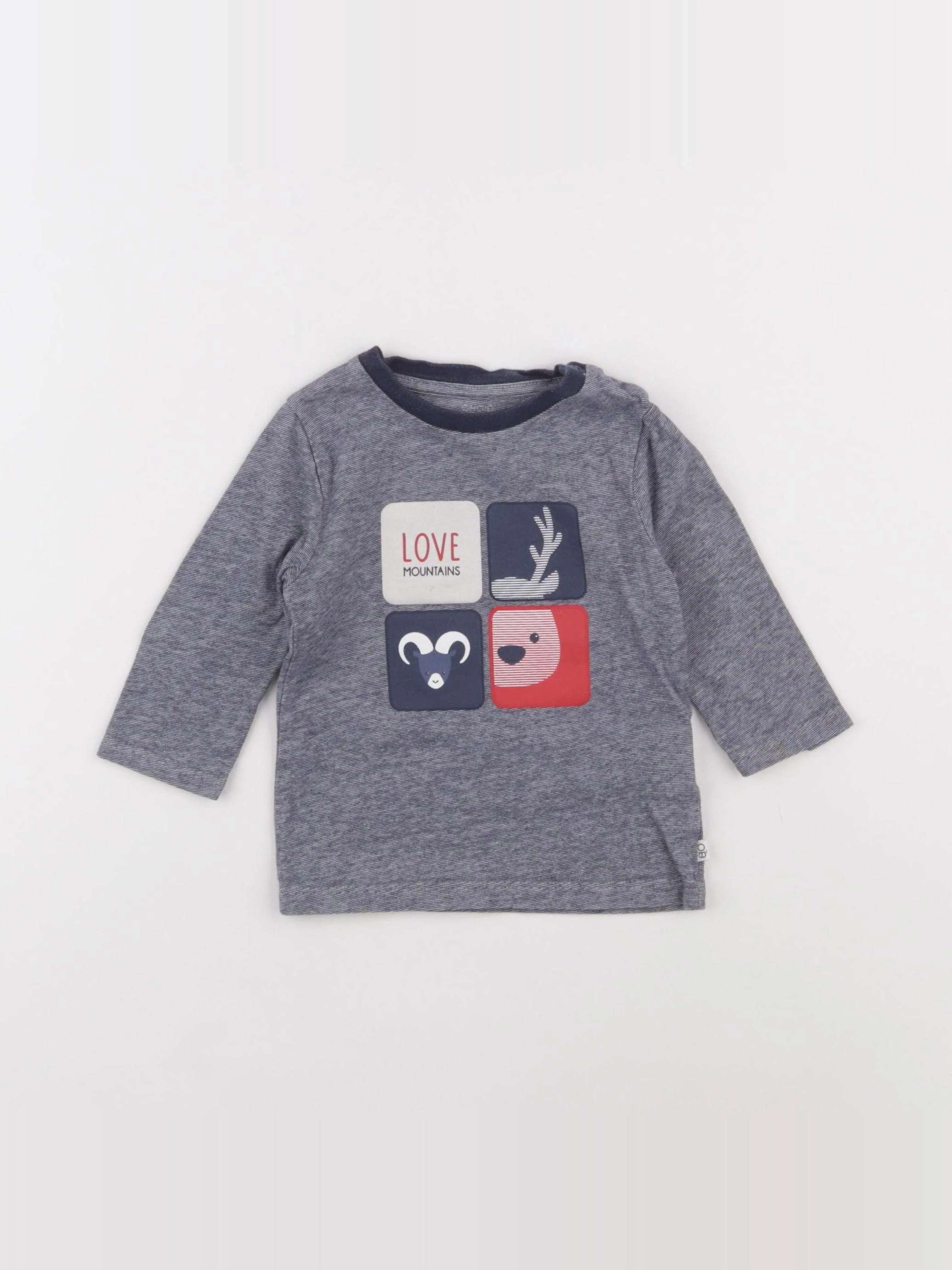 Obaïbi - tee-shirt bleu - 9 mois