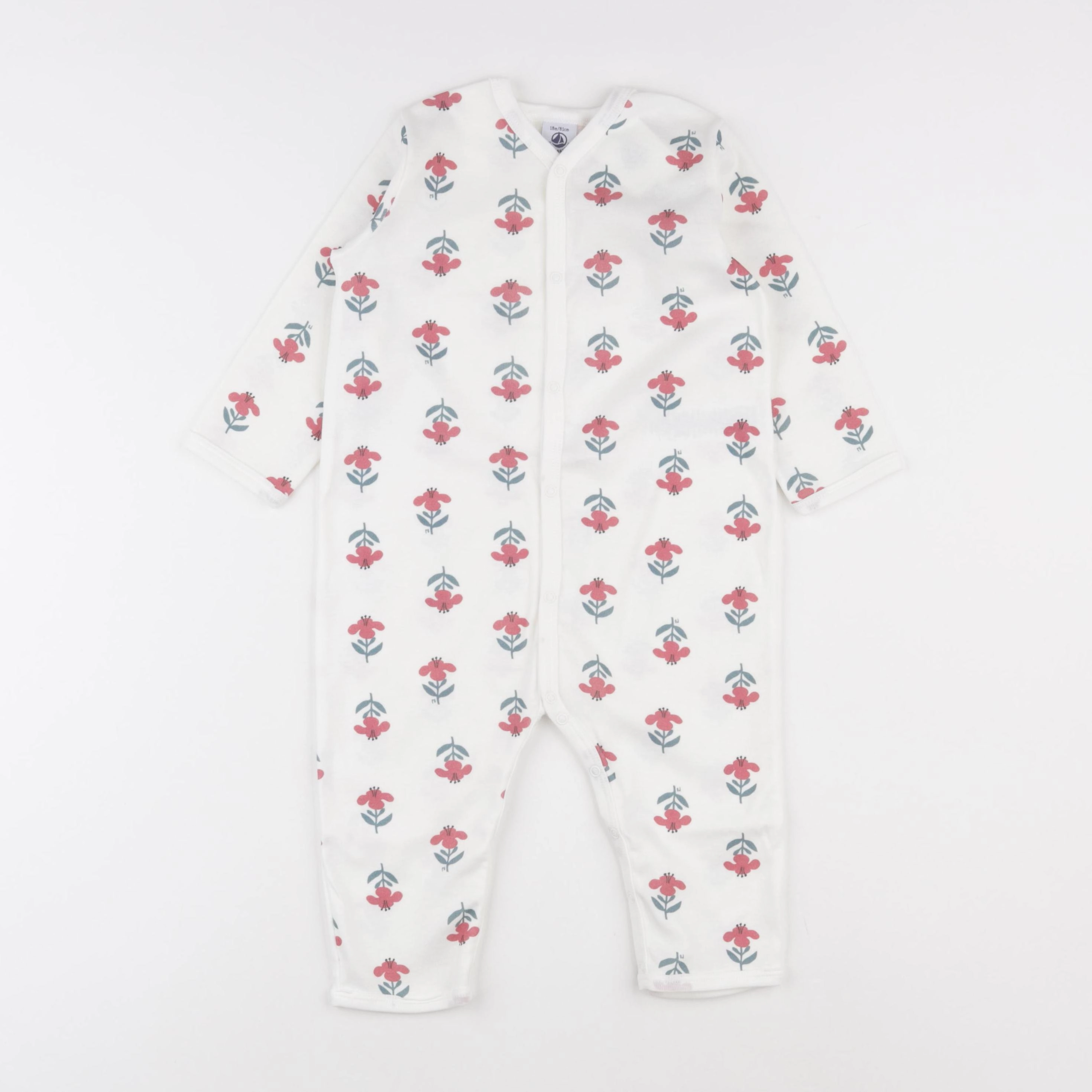 Petit Bateau - pyjama coton beige, rouge - 18 mois