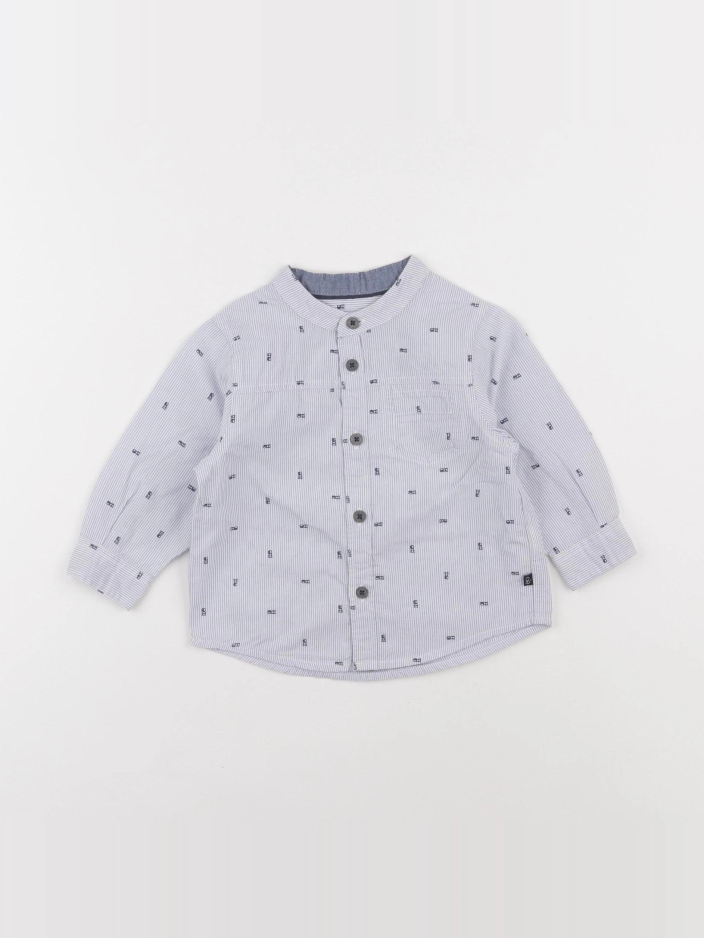 Obaïbi - chemise bleu, blanc - 12 mois