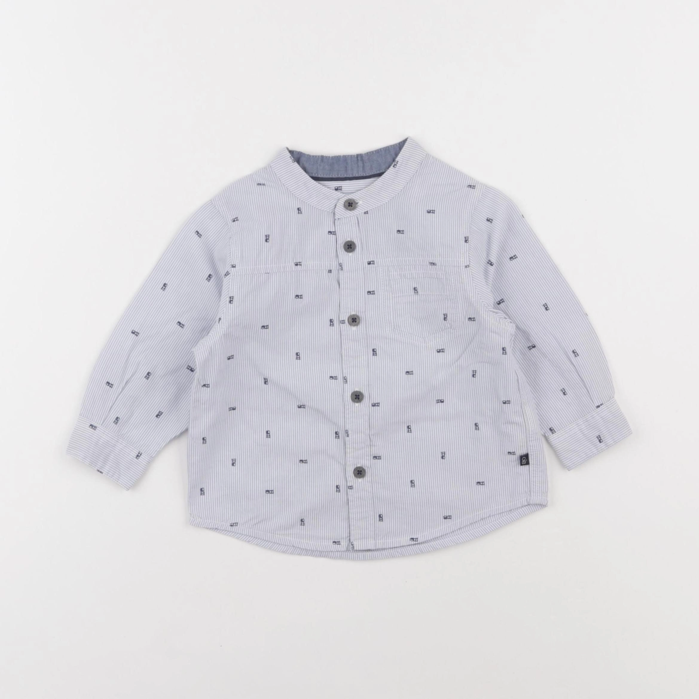 Obaïbi - chemise bleu, blanc - 12 mois