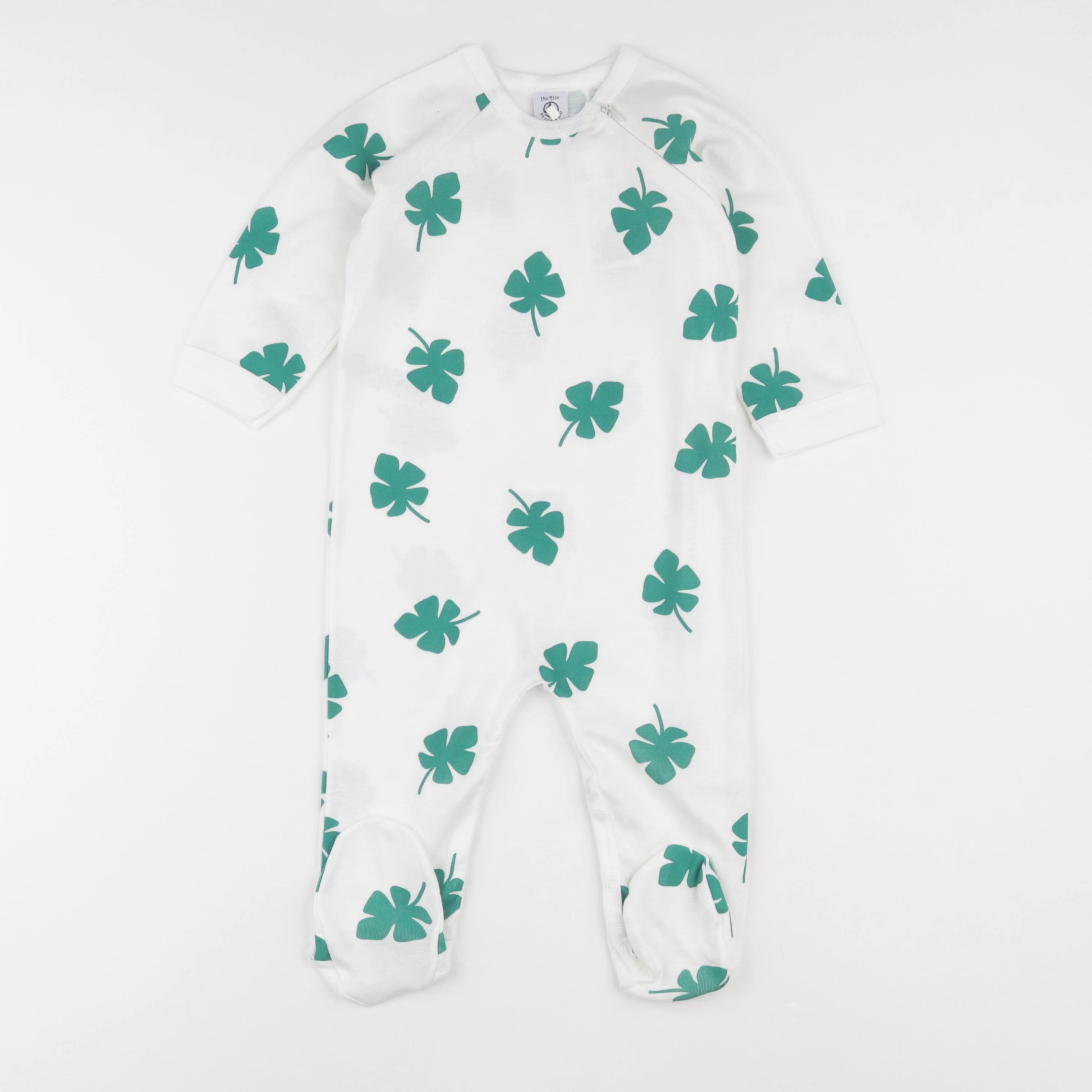 Petit Bateau - pyjama coton beige, vert - 18 mois