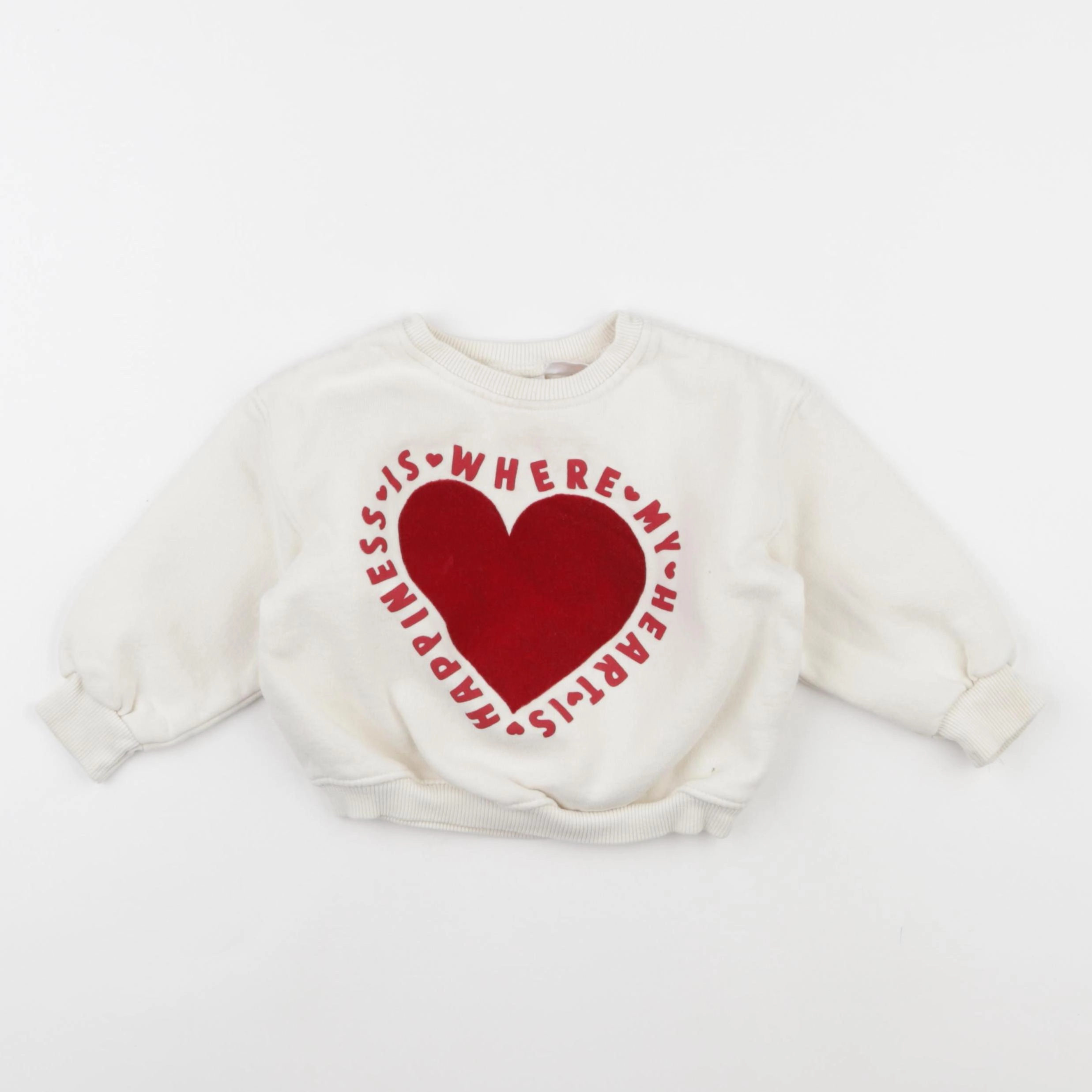 Zara - sweat beige, rouge - 12/18 mois