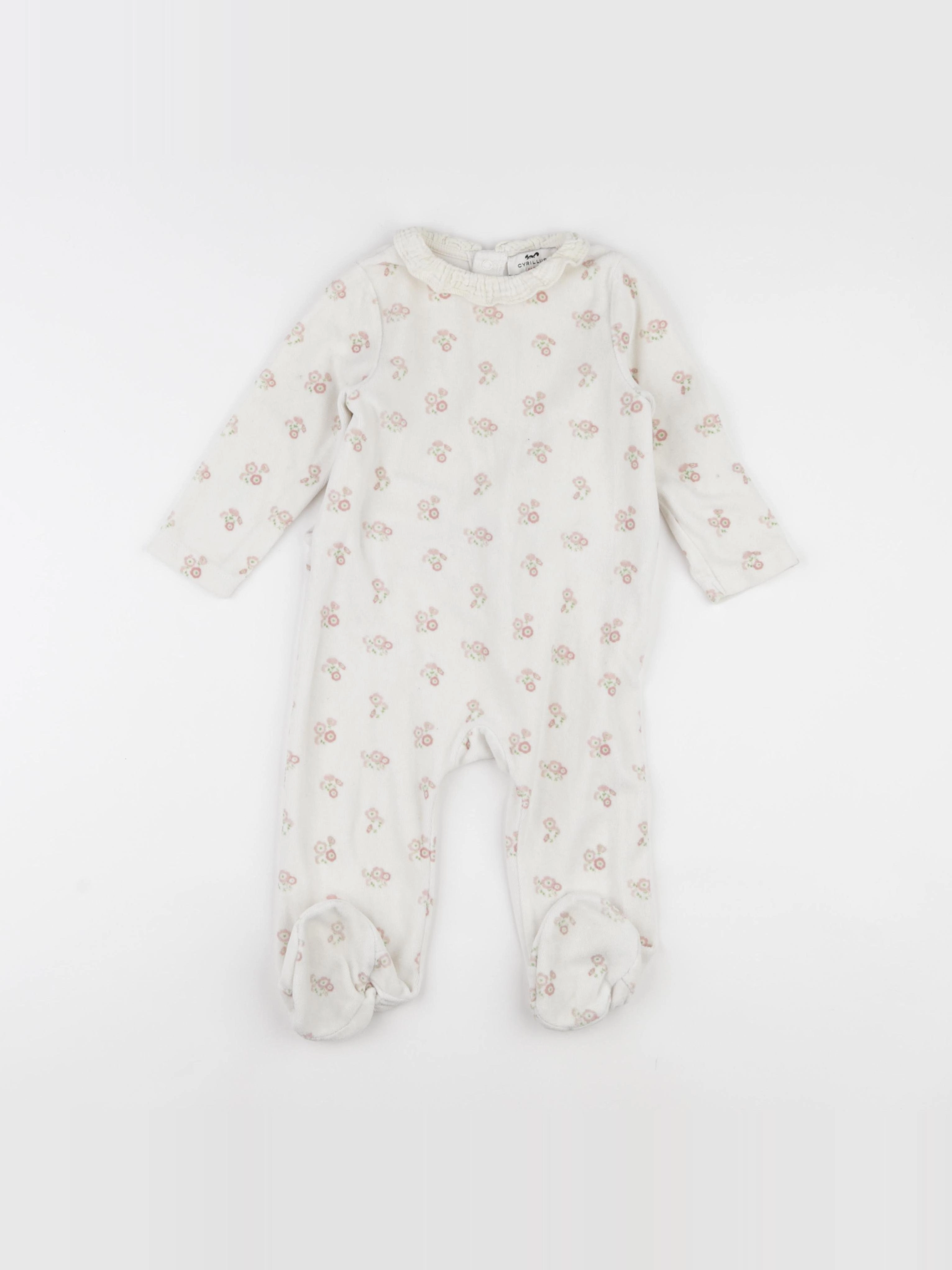 Cyrillus - pyjama velours beige, rose - 24 mois