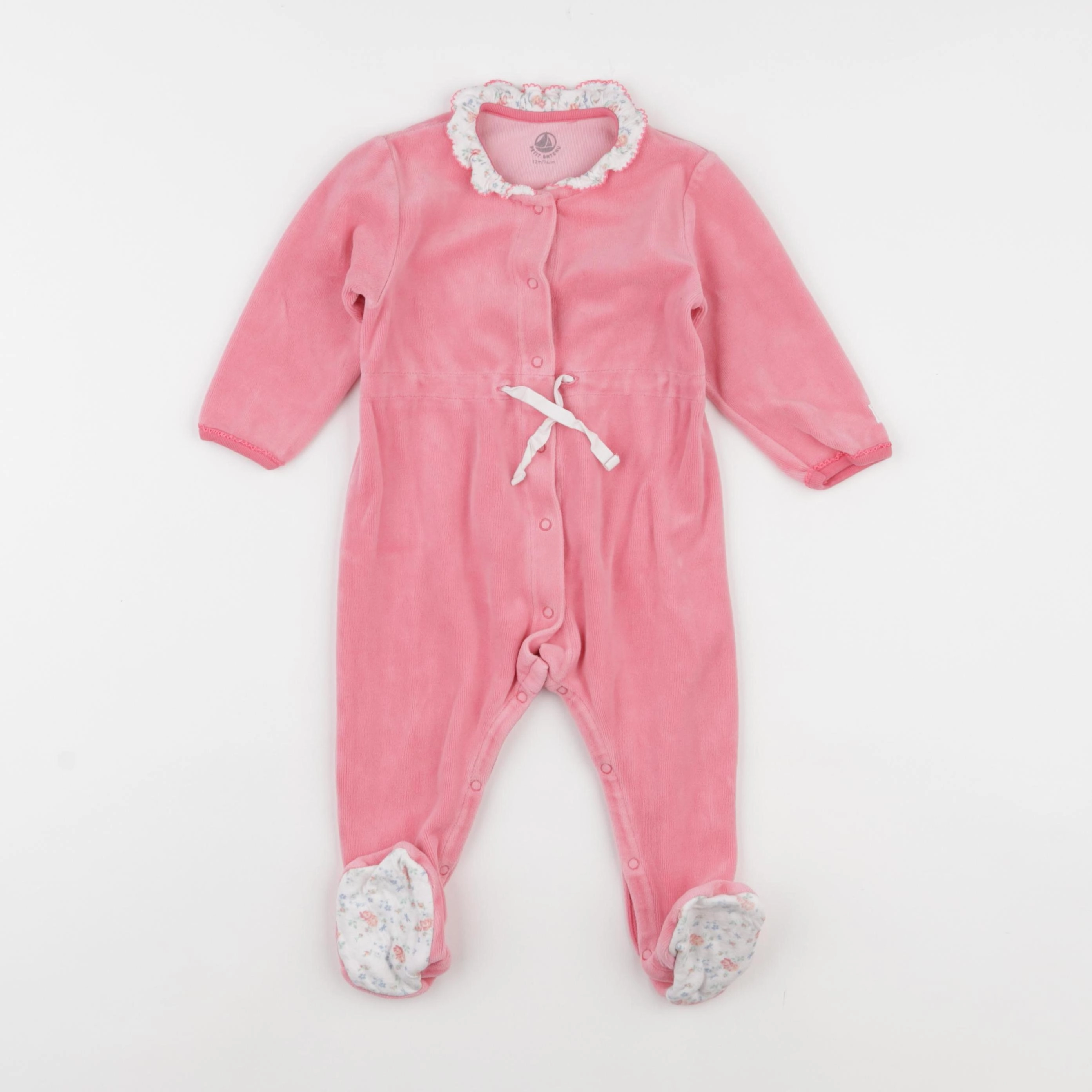 Petit Bateau - pyjama velours rose - 12 mois