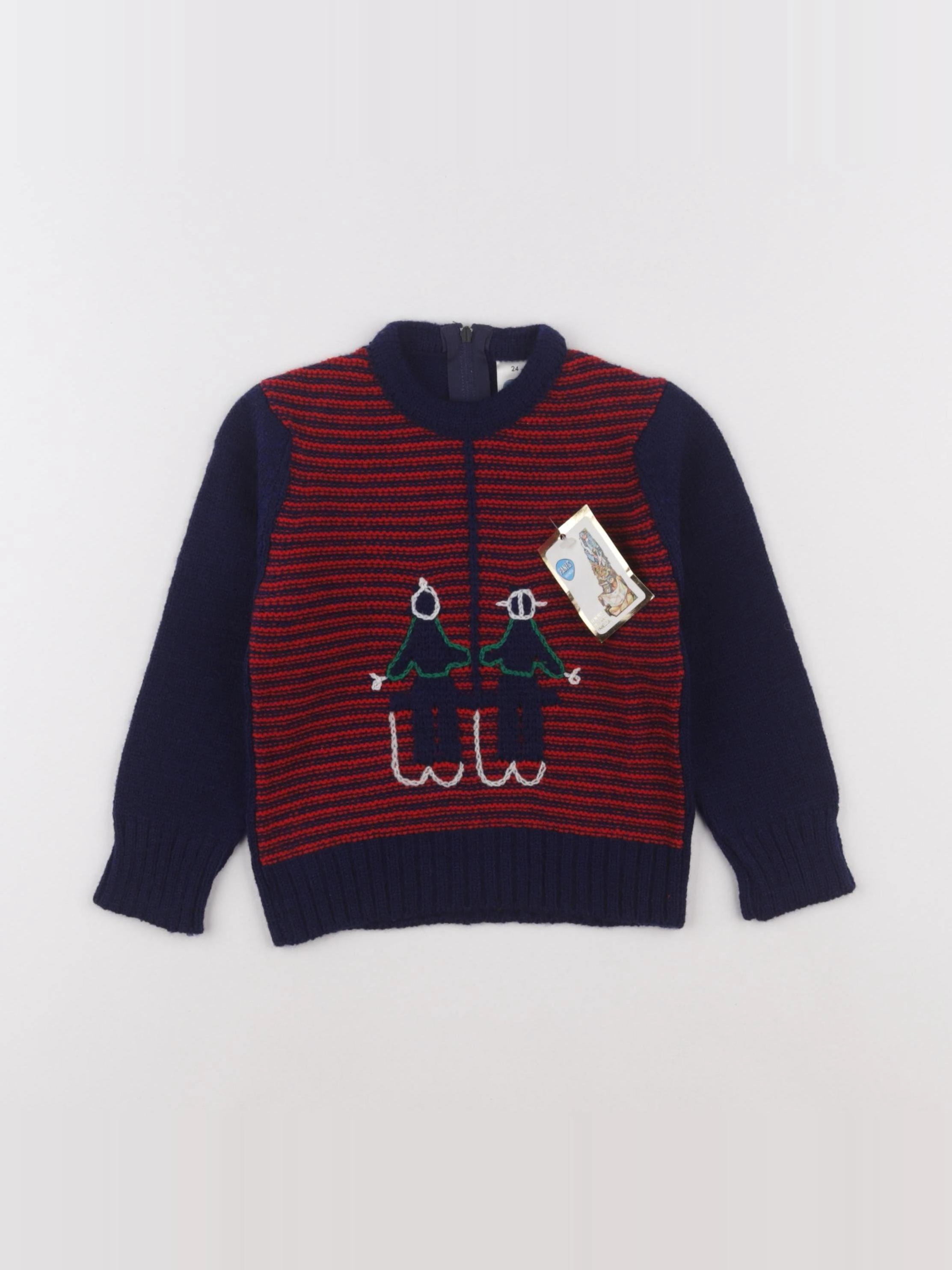 Vintage - pull bleu, rouge - 2 ans